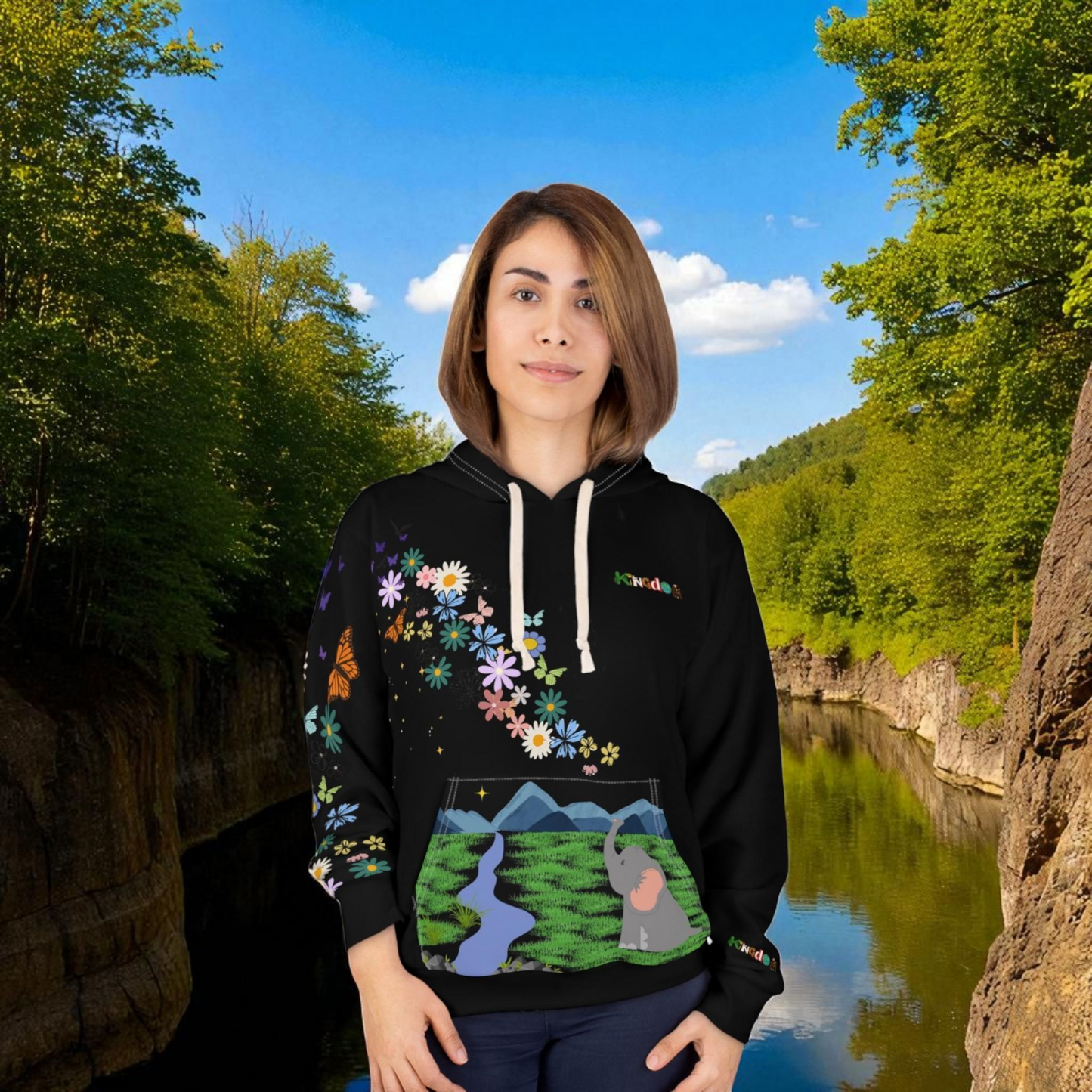 Elephant Floral Unisex Pullover Hoodie, Graphic Sweatshirt, Animal Lover Gift