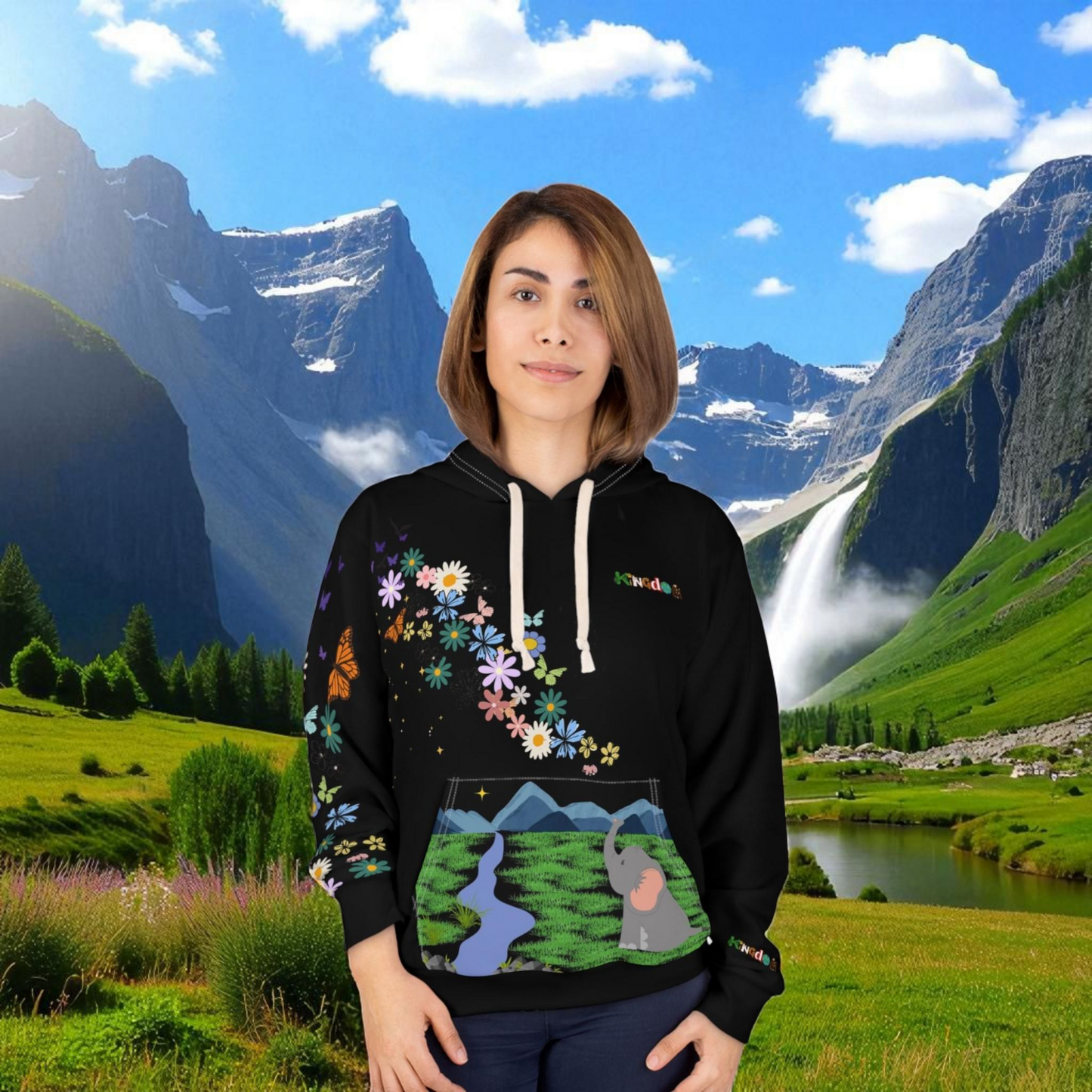 Elephant Floral Unisex Pullover Hoodie, Graphic Sweatshirt, Animal Lover Gift