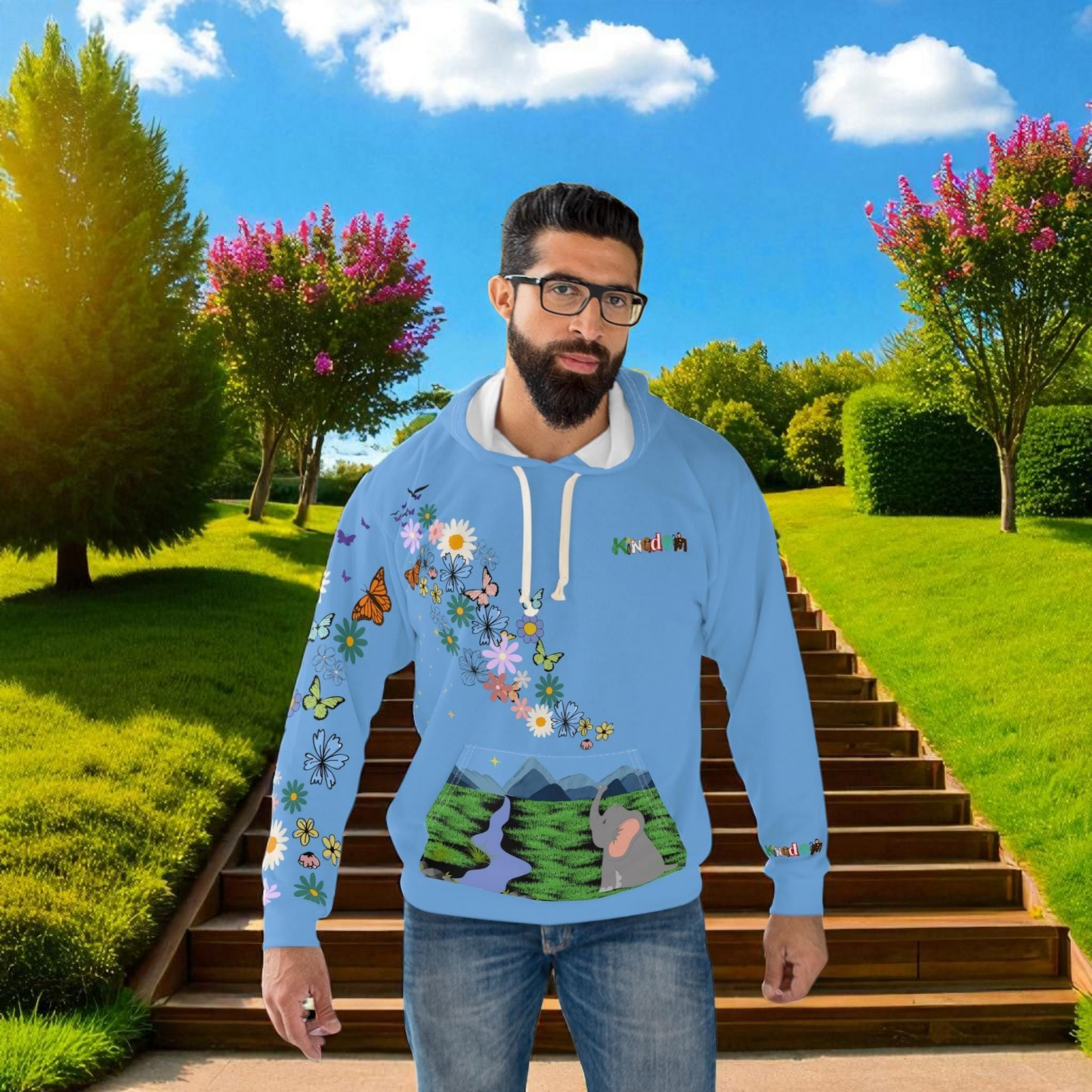 Elephant Floral Unisex Pullover Hoodie, Graphic Sweatshirt, Animal Lover Gift