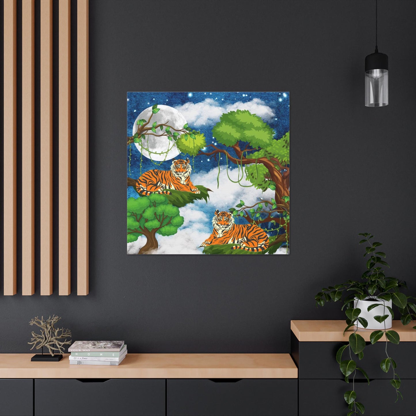 Wild Tiger Nature Wall Art Canvas, Safari Jungle Animal Home Decor Print