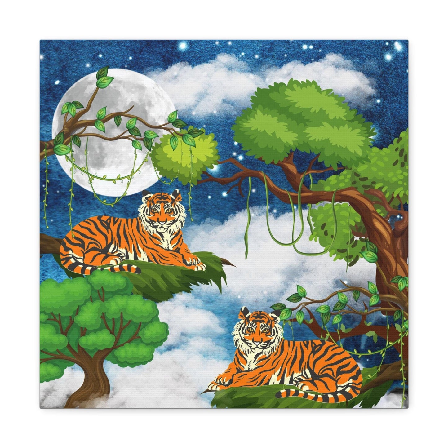 Wild Tiger Nature Wall Art Canvas, Safari Jungle Animal Home Decor Print