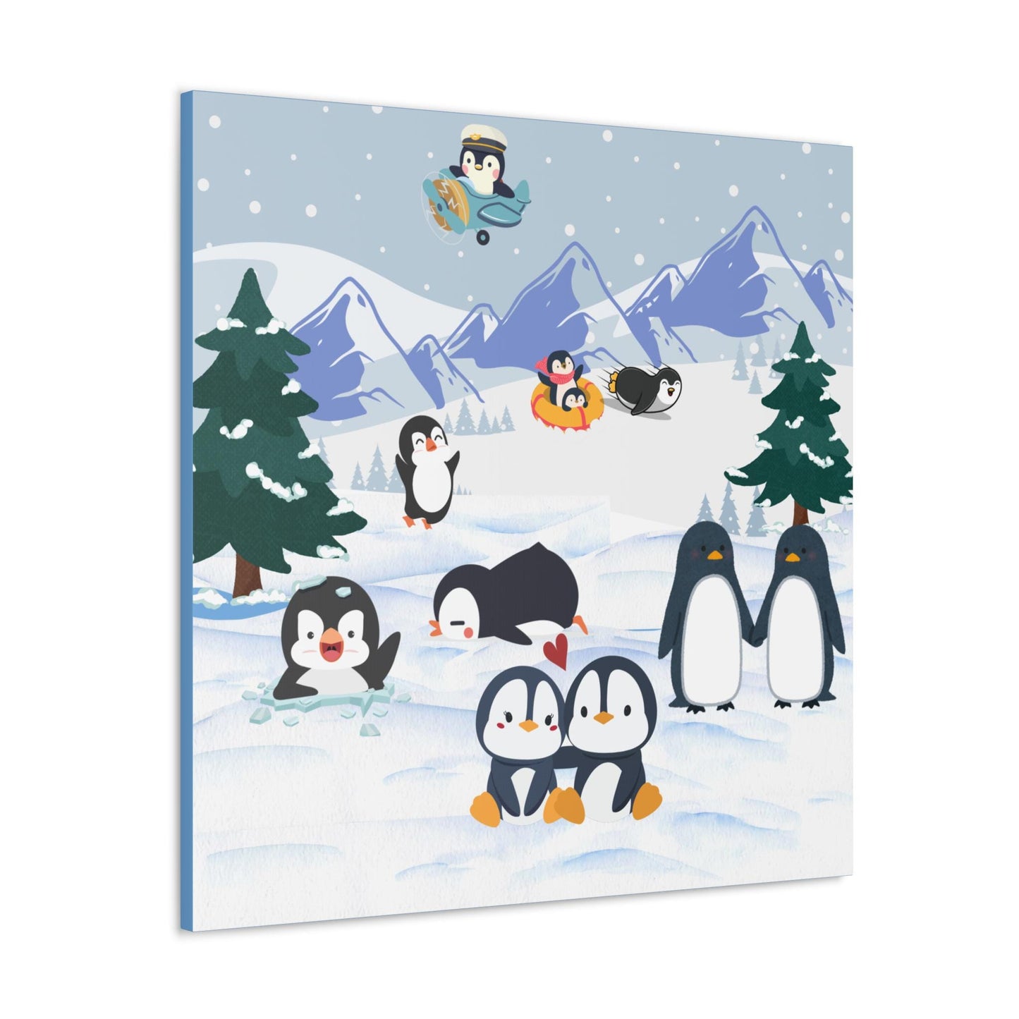 Penguin Canvas Wall Art, Arctic Animals Gallery Wraps, Penguins Art Print, Home Decor Gift