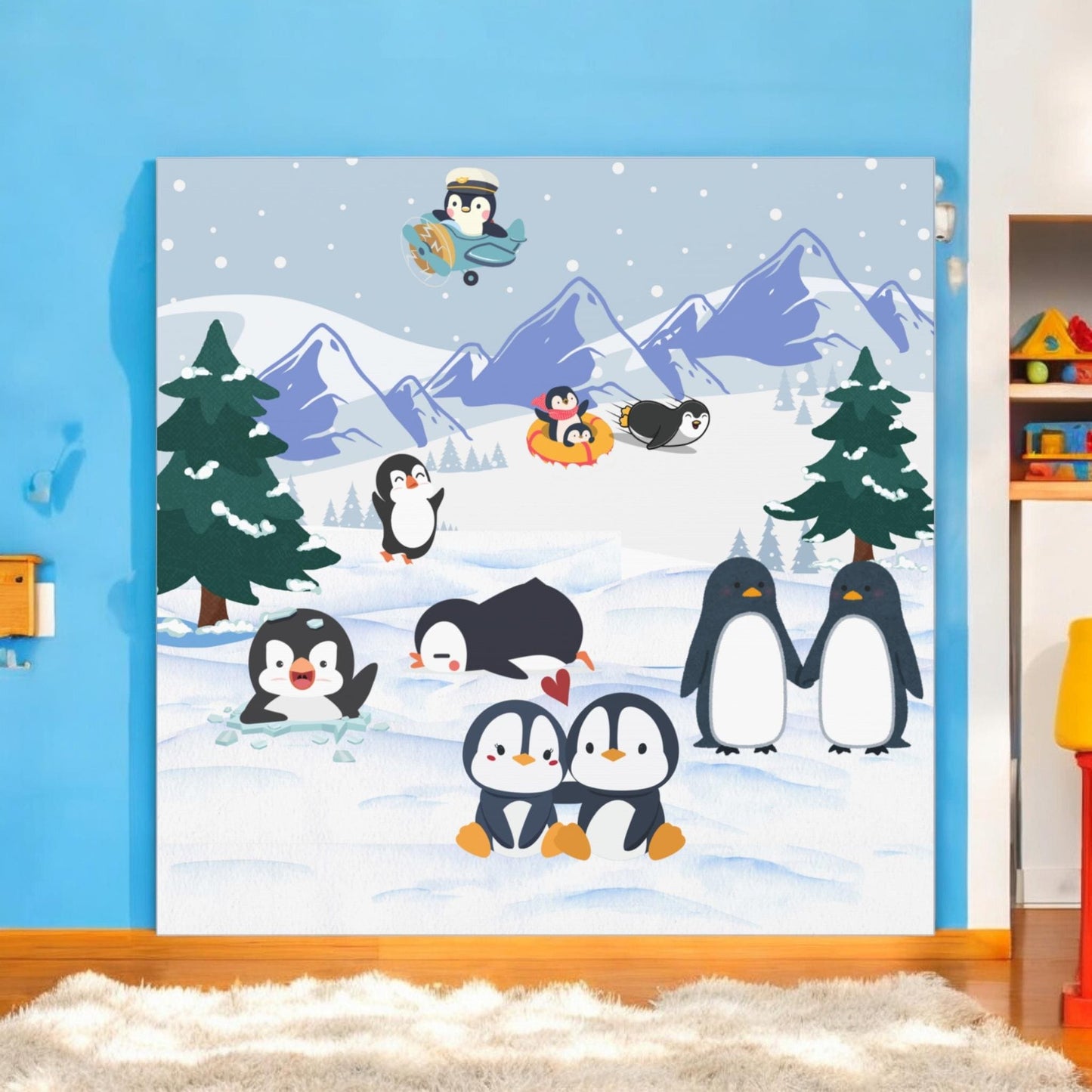 Penguin Canvas Wall Art, Arctic Animals Gallery Wraps, Penguins Art Print, Home Decor Gift