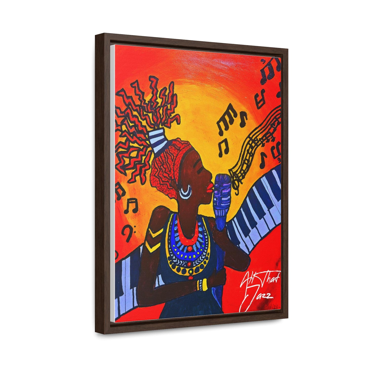 Original Painting, Afro Music Art Gallery Canvas, Jazz Singer Painting Vertical Frame, Black History Decor, Musician Portrait