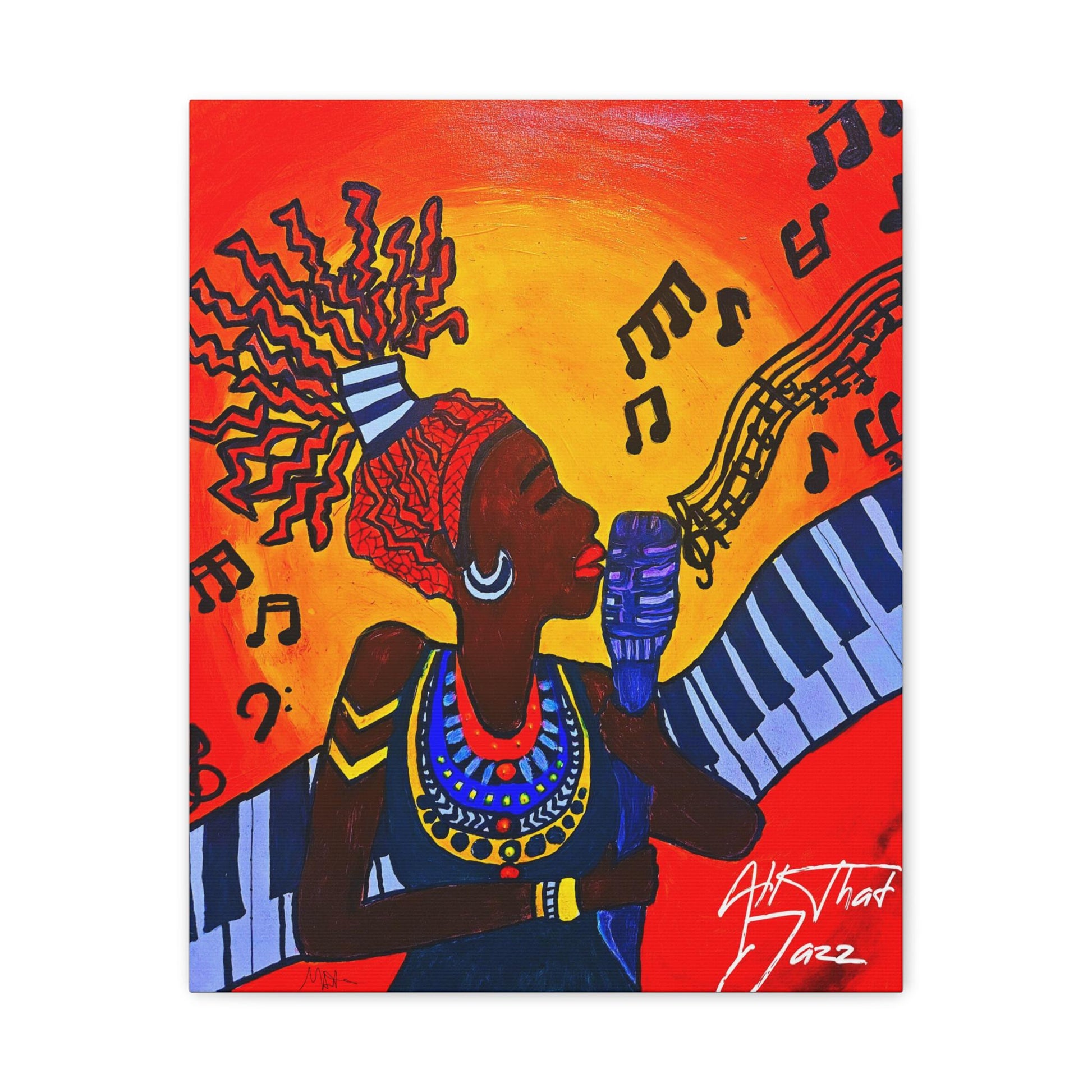 Canvas Art Print, Jazz Singer Music Decor, Jazz Piano Wall Art, Original Artwork, Musician Gift Idea, Home Decor Poster