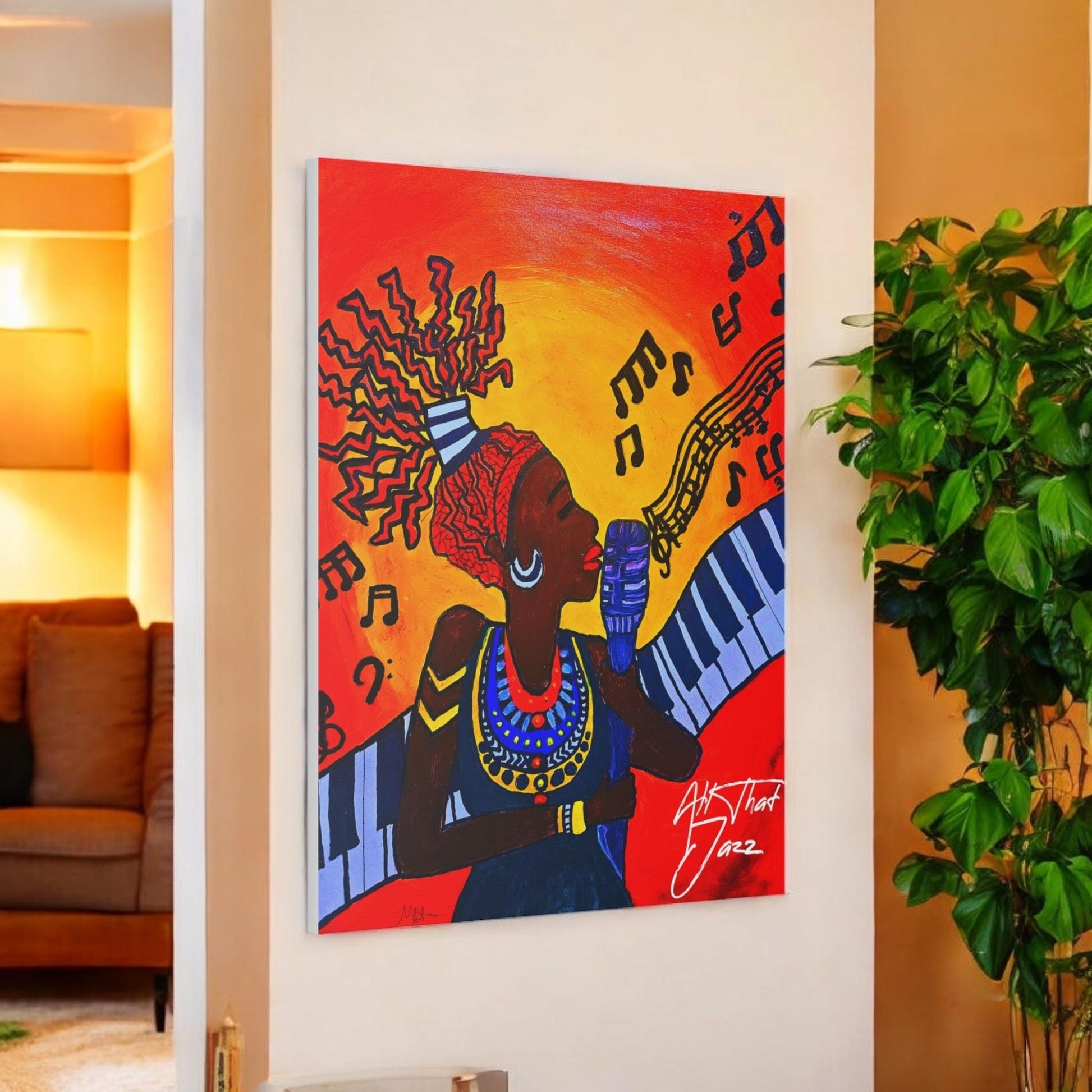 Canvas Art Print, Jazz Singer Music Decor, Jazz Piano Wall Art, Original Artwork, Musician Gift Idea, Home Decor Poster