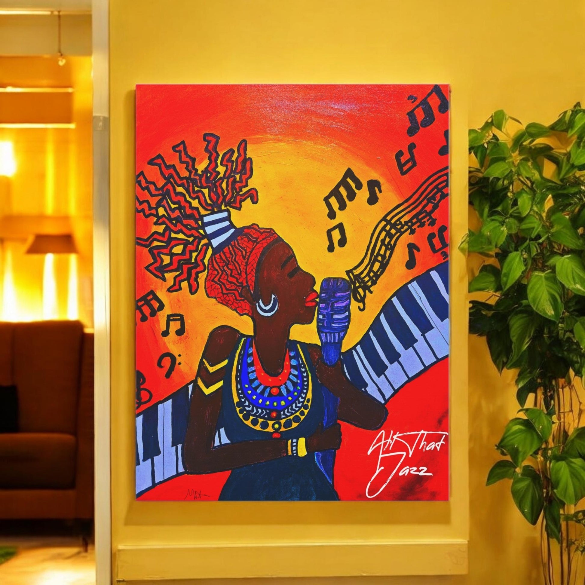 Canvas Art Print, Jazz Singer Music Decor, Jazz Piano Wall Art, Original Artwork, Musician Gift Idea, Home Decor Poster