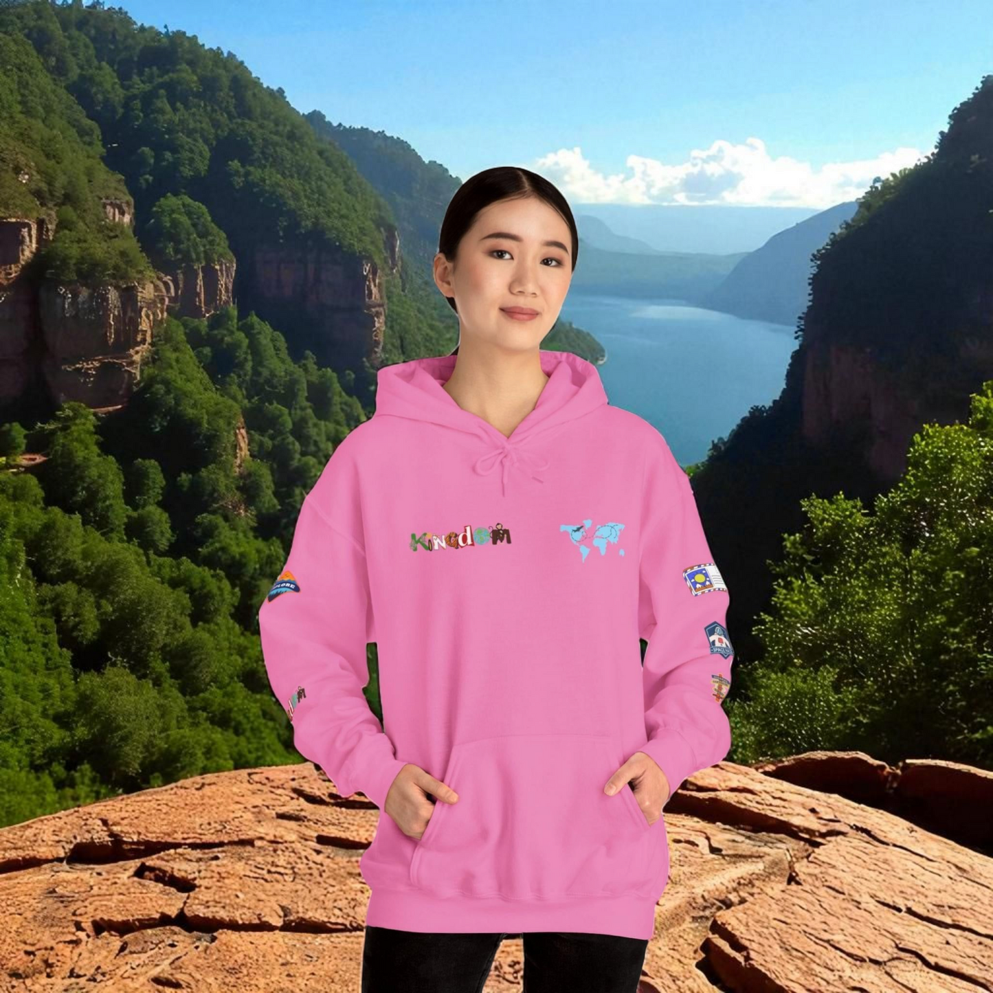Travel Badge Graphic Hoodie, Wanderlust Sweatshirt, Vacation Inspired Pullover