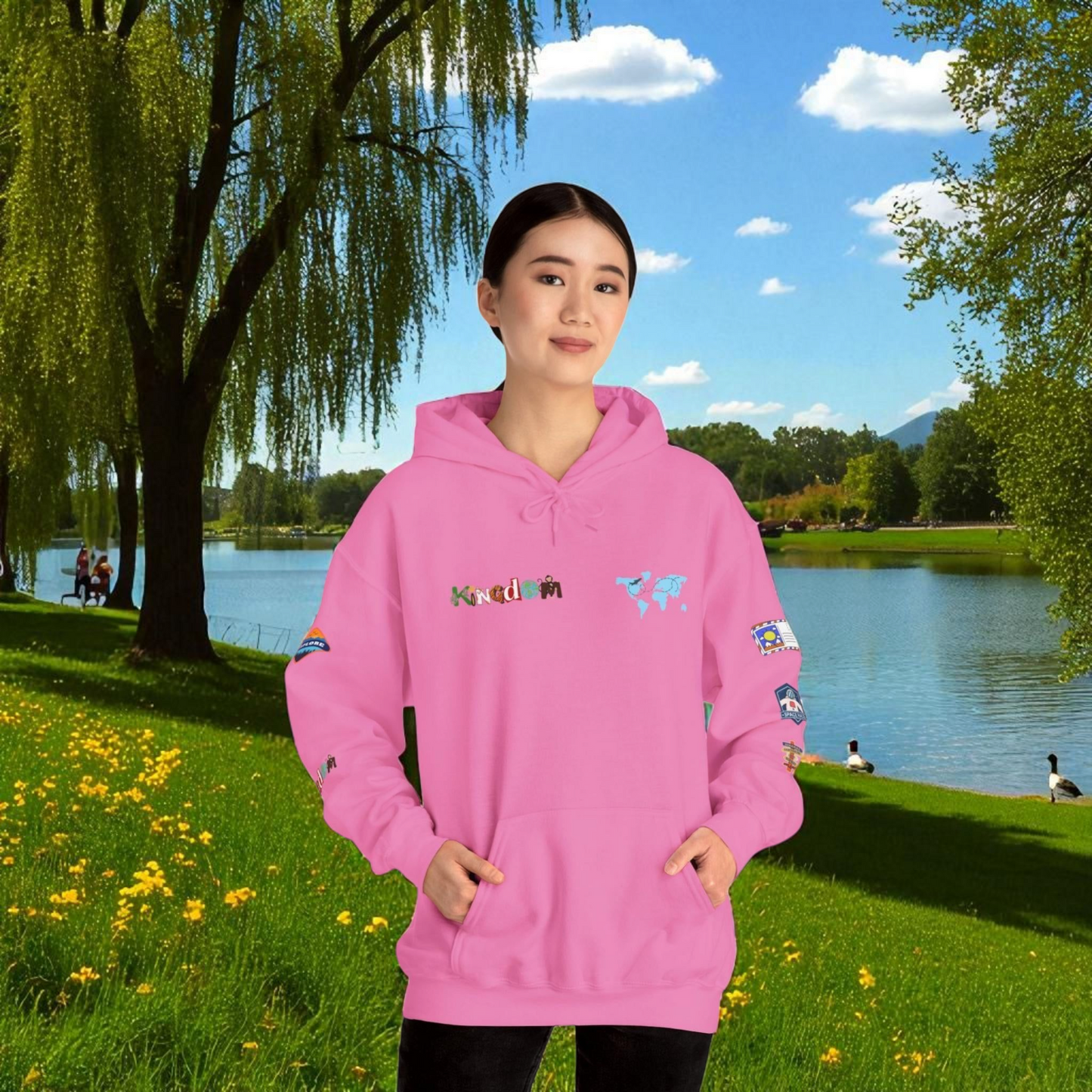Travel Badge Graphic Hoodie, Wanderlust Sweatshirt, Vacation Inspired Pullover