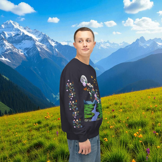 Nature Inspired Elephant Floral Unisex Sweatshirt, Wildlife Graphic Crewneck Sweater