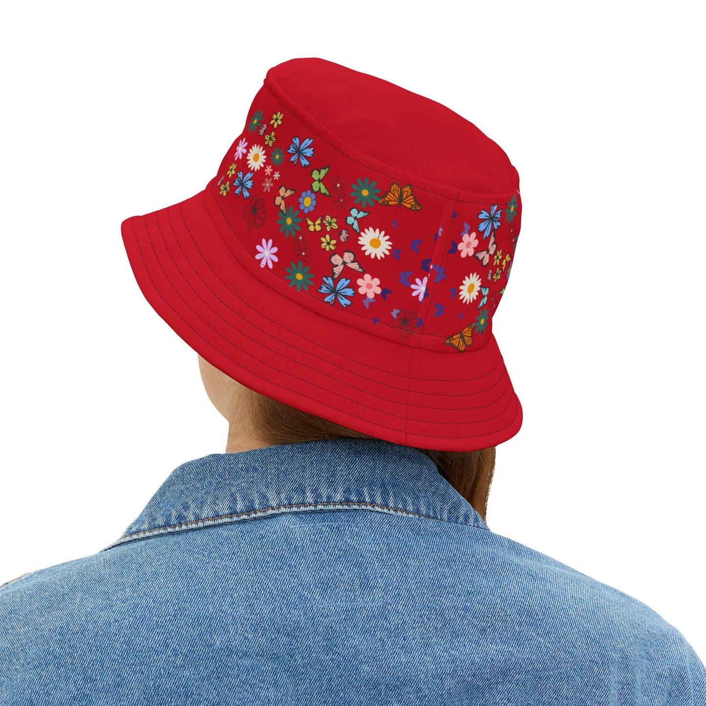 Butterfly Floral Bucket Hat, Wild Life Themed Graphic Unisex Cap, Botanical Print Headwear, Nature Lover Gift, Spring Summer Accessories