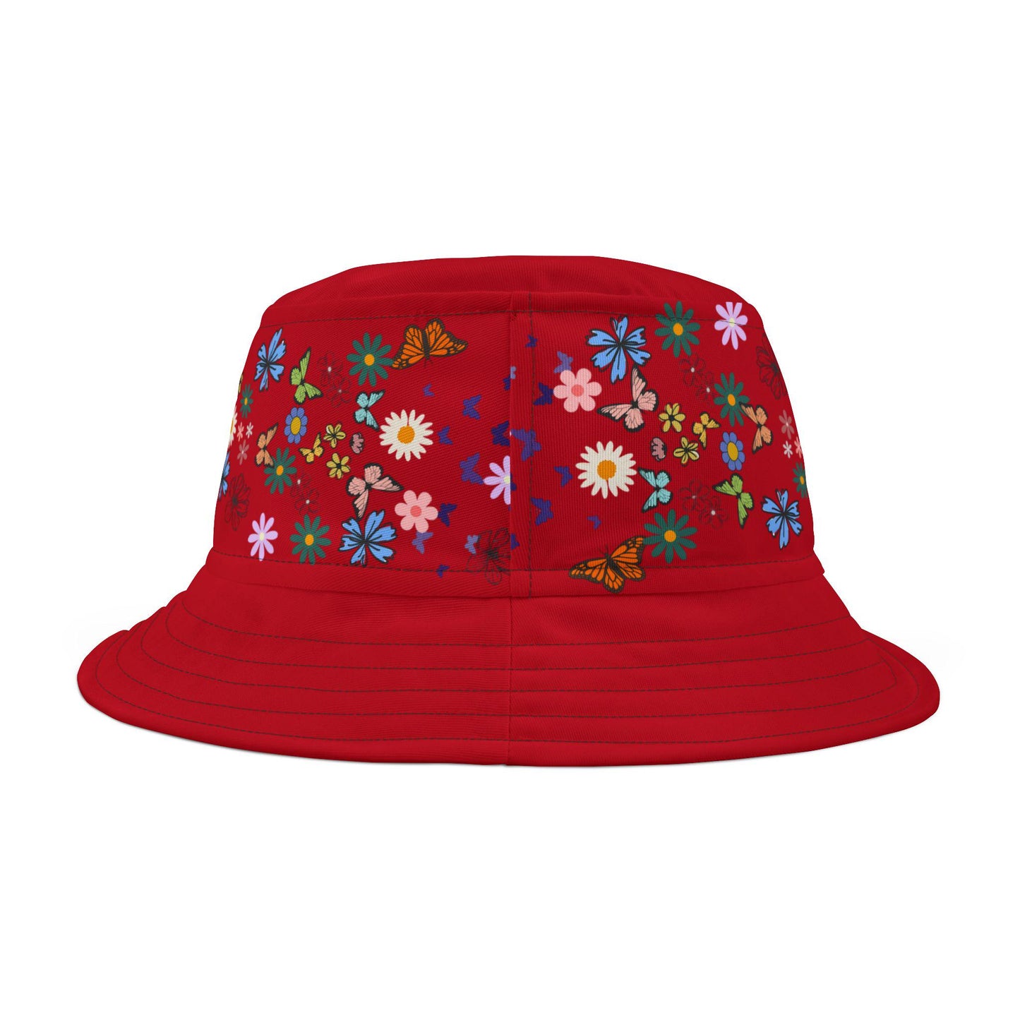 Butterfly Floral Bucket Hat, Wild Life Themed Graphic Unisex Cap, Botanical Print Headwear, Nature Lover Gift, Spring Summer Accessories
