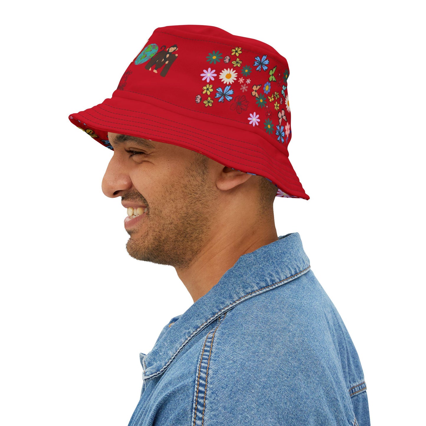 Butterfly Floral Bucket Hat, Wild Life Themed Graphic Unisex Cap, Botanical Print Headwear, Nature Lover Gift, Spring Summer Accessories