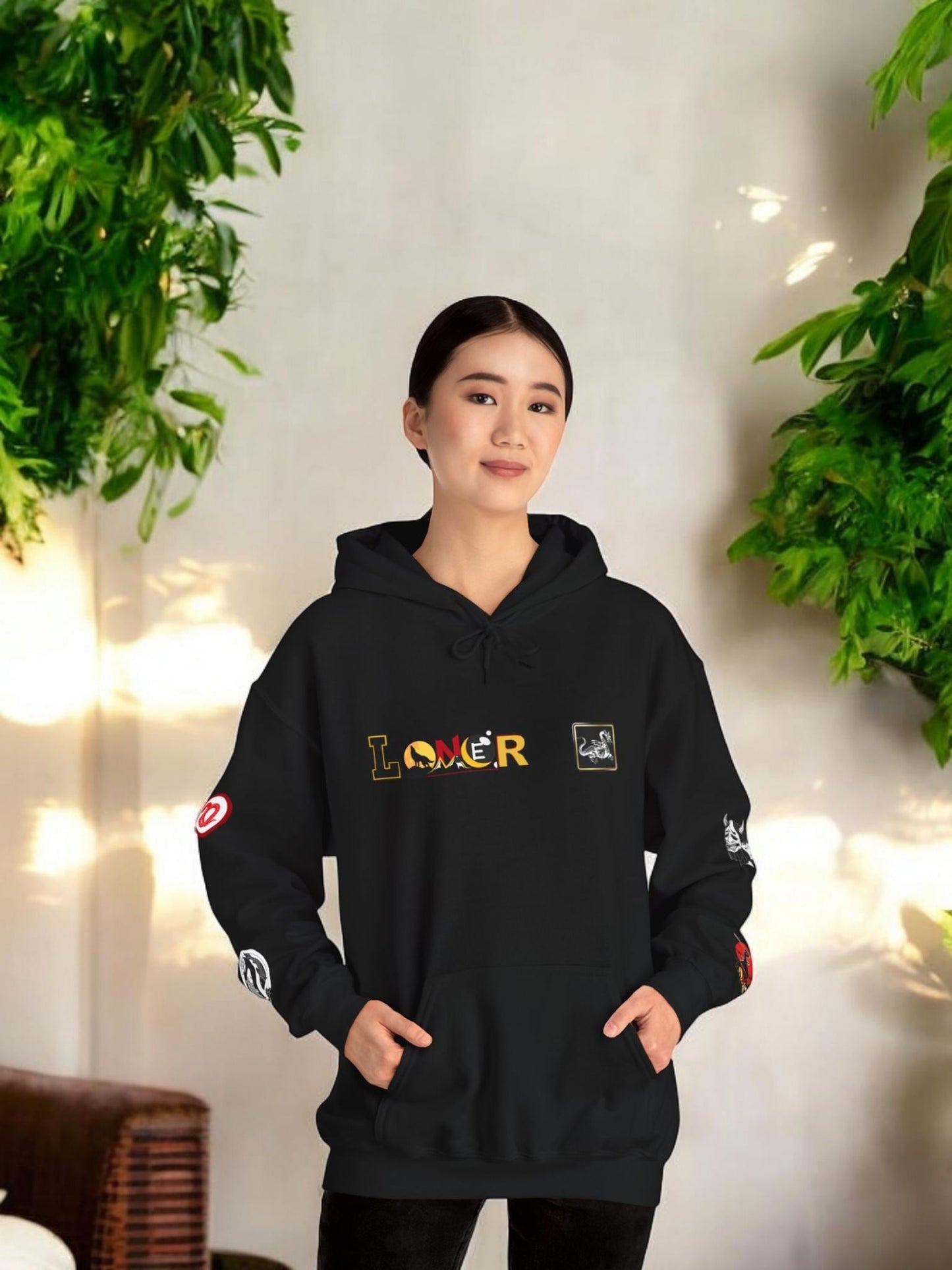 Samurai Menpo Art Hoodie, Japanese Ninja Graphic Unisex Sweatshirt, Warrior Theme Pullover