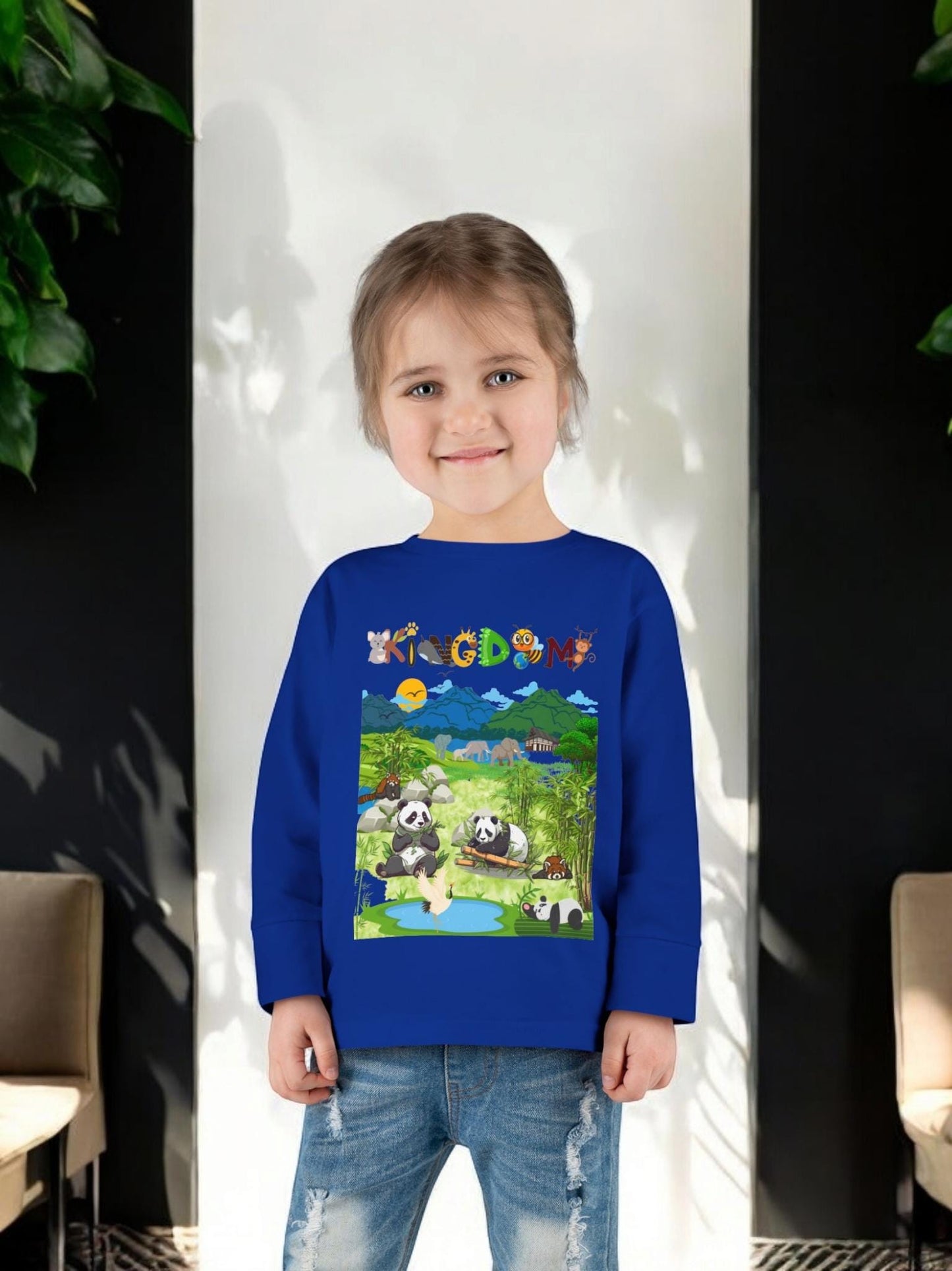 Panda Graphic Toddler Long Sleeve Tee, Red Panda Animal Theme Kids Shirt
