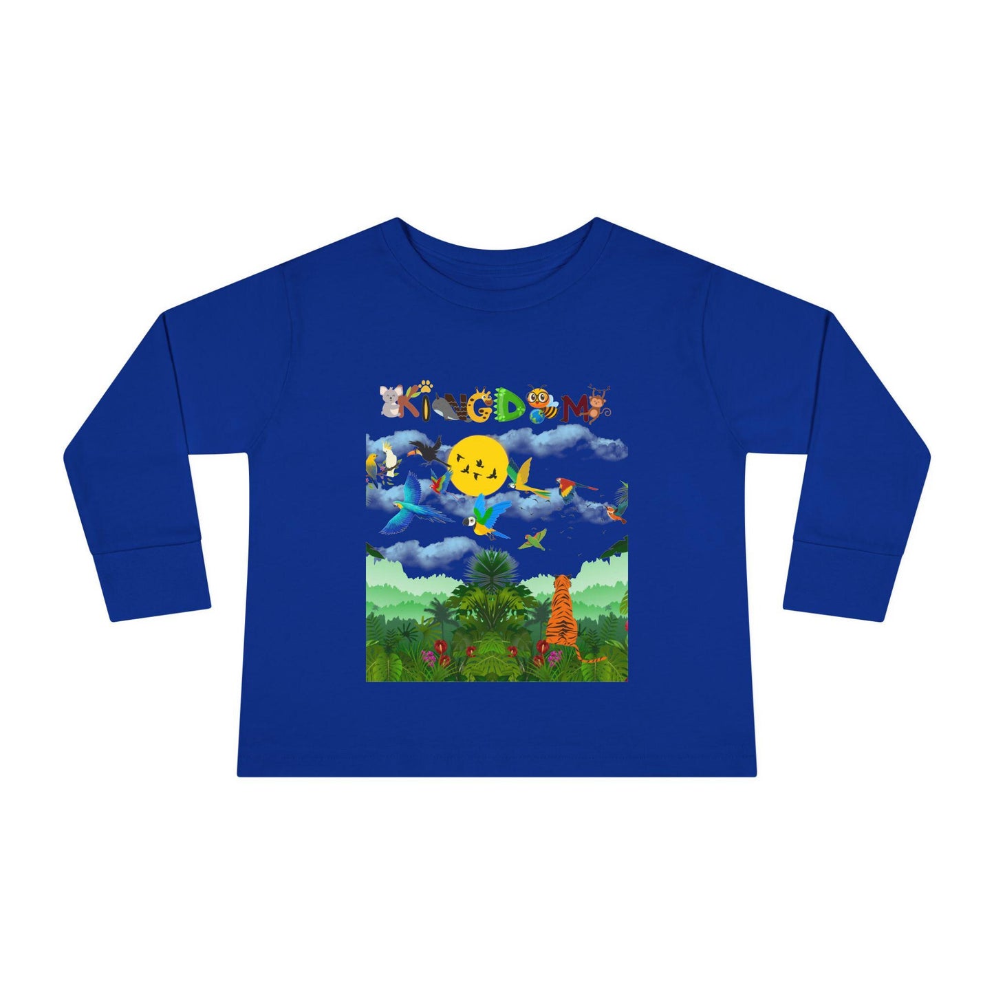 Jungle Safari Toddler Long Sleeve Tee, Wild Animals Graphic Shirt, Kids Nature Theme Top