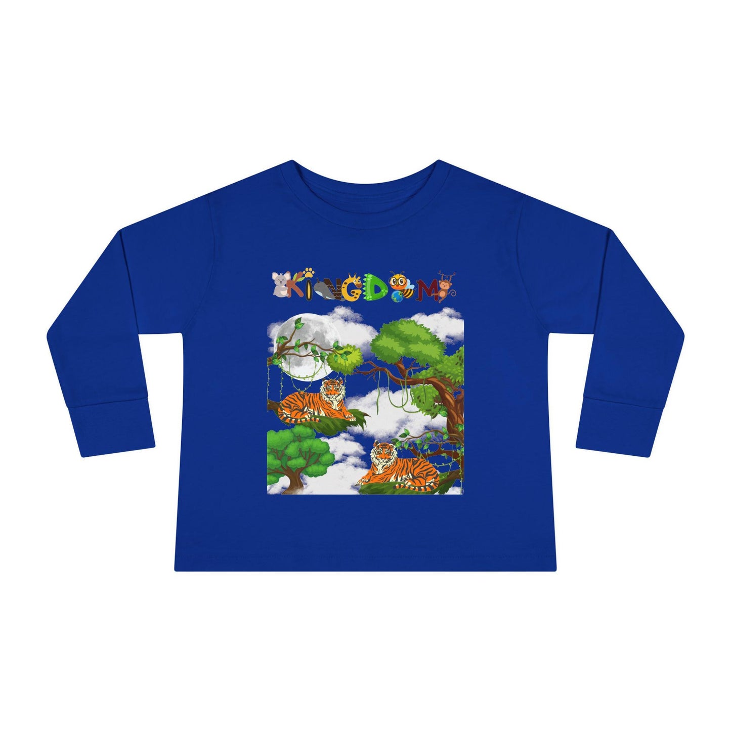 Toddler Long Sleeve Tee, Jungle Animals Nature Theme Tiger Graphic Art Shirt
