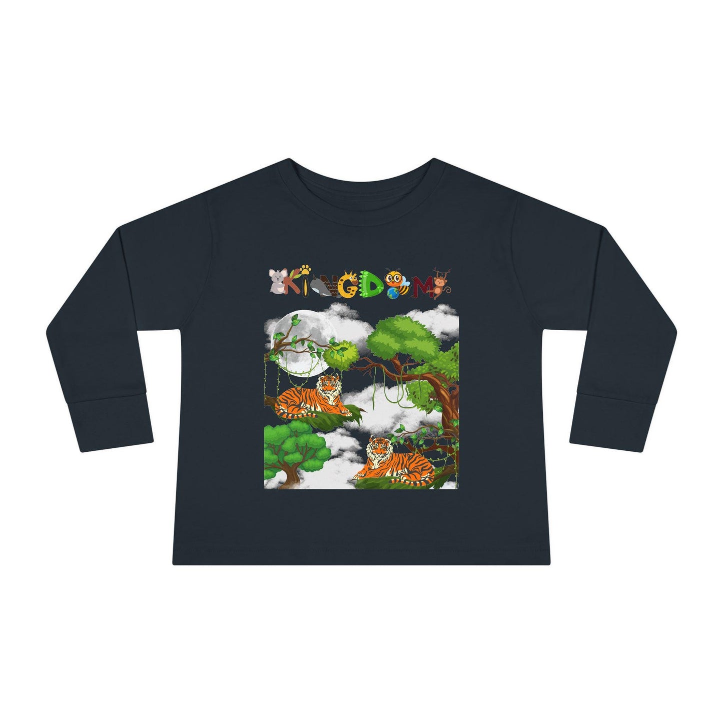 Toddler Long Sleeve Tee, Jungle Animals Nature Theme Tiger Graphic Art Shirt