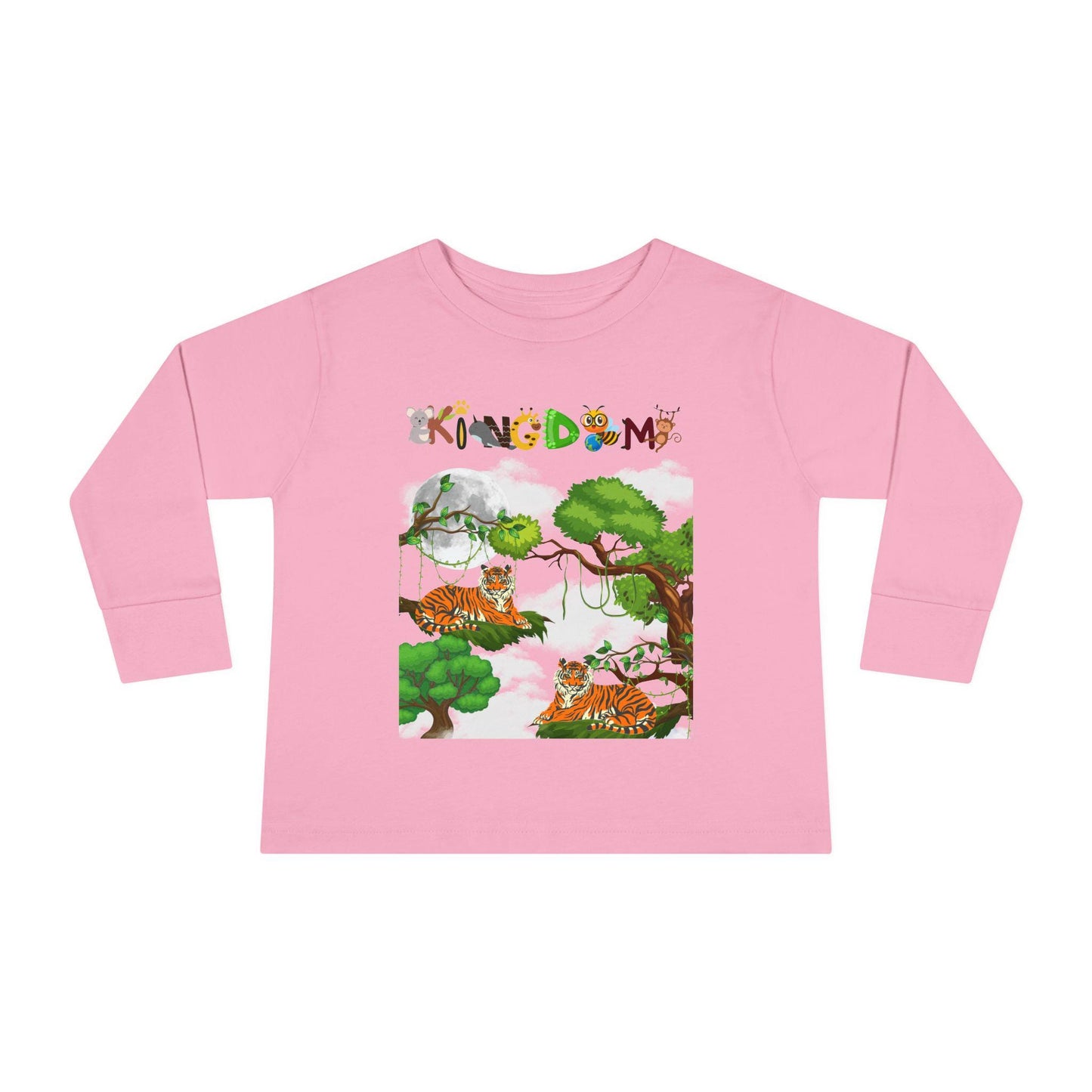 Toddler Long Sleeve Tee, Jungle Animals Nature Theme Tiger Graphic Art Shirt