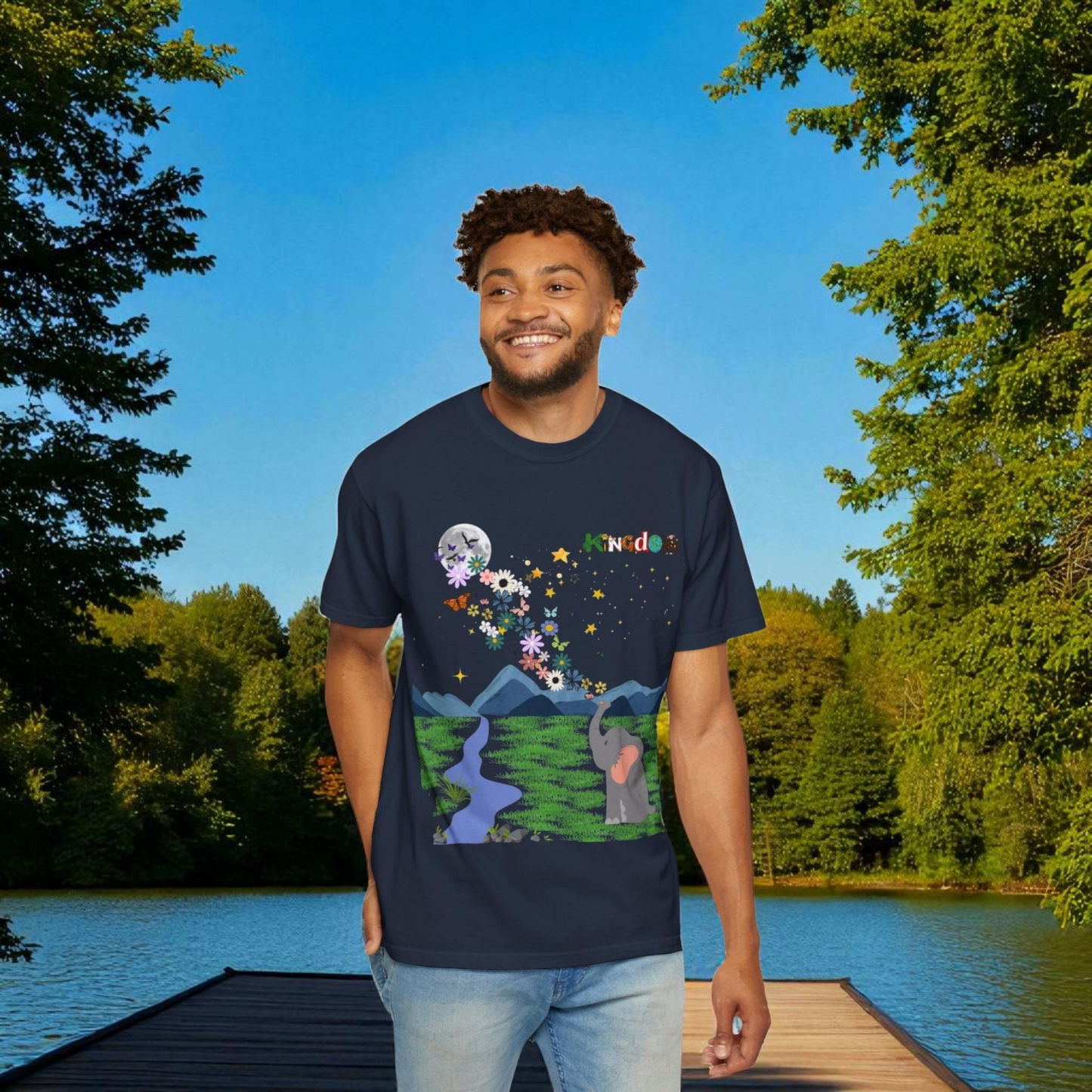 Night Sky Elephant Unisex T-shirt, Nature Graphic Floral Tee, Constellation Shirt