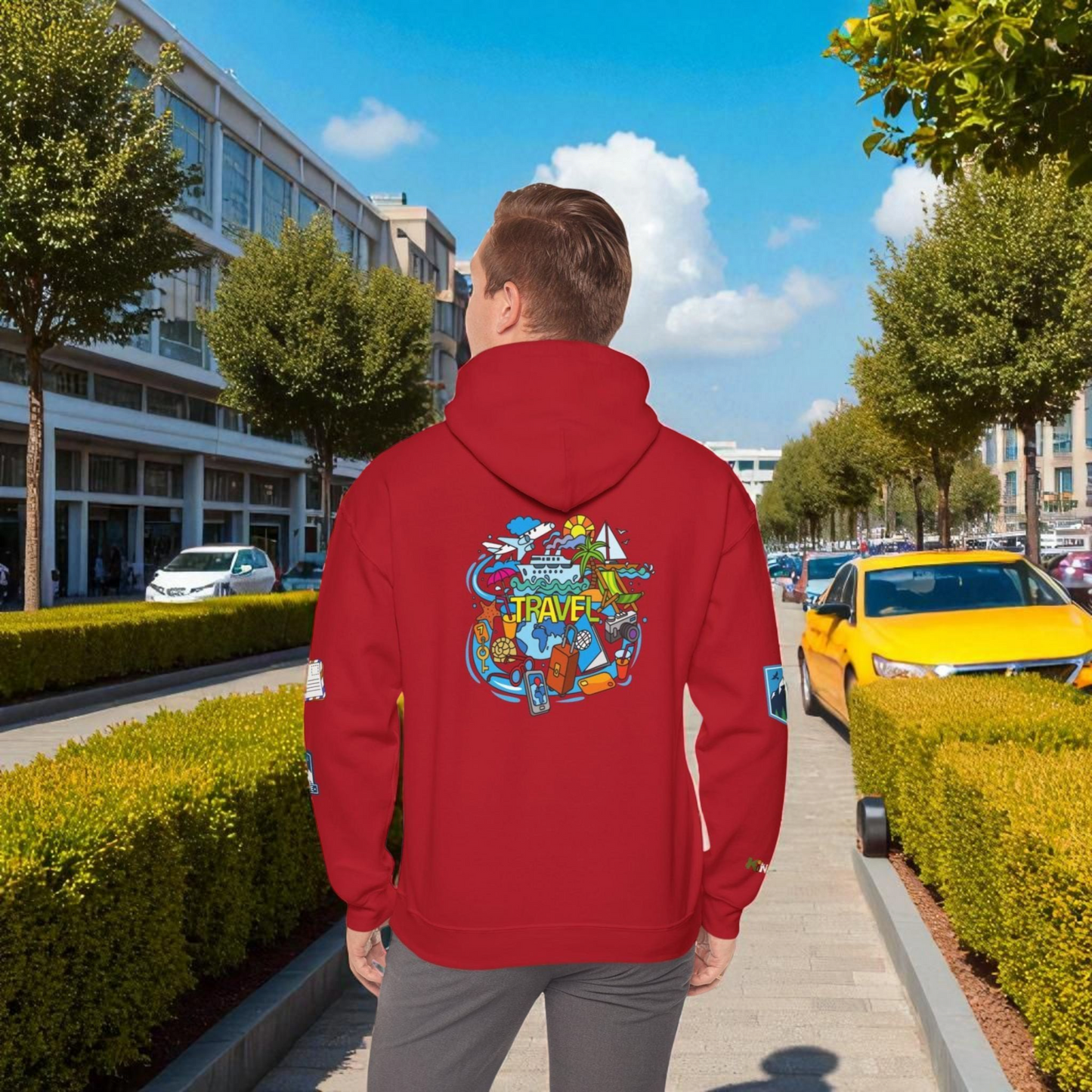 Vacation Theme Graphic Unisex Hoodie, Travel Enthusiast Sweatshirt