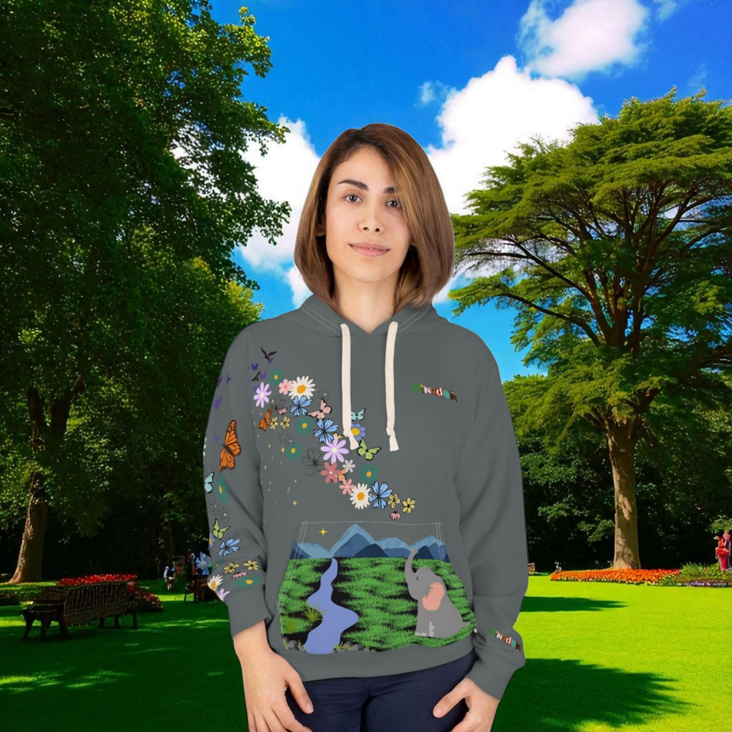 Elephant Floral Unisex Pullover Hoodie, Graphic Sweatshirt, Animal Lover Gift