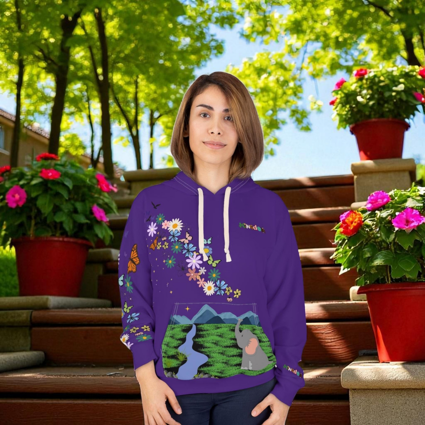 Elephant Floral Unisex Pullover Hoodie, Graphic Sweatshirt, Animal Lover Gift