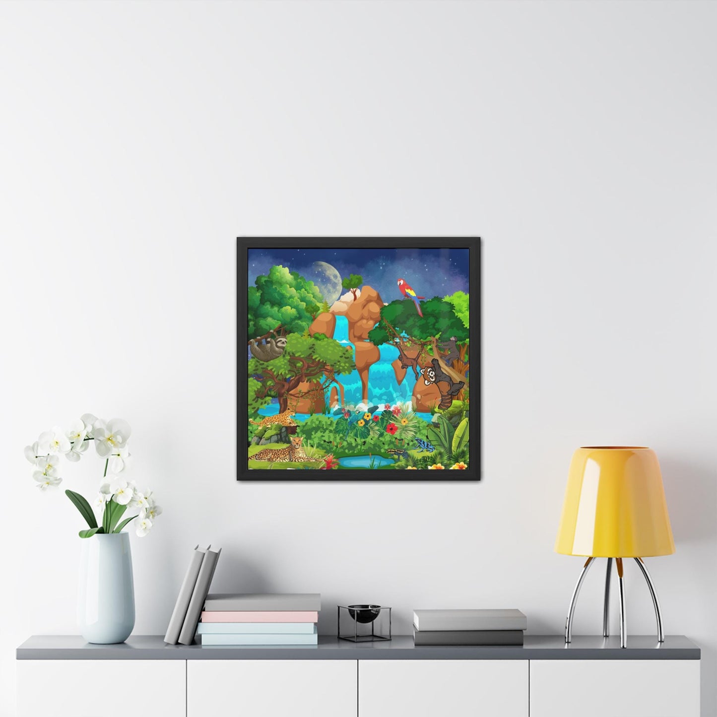 Jungle Animal Framed Posters, Safari Wildlife Wall Art, Kids Room Decor
