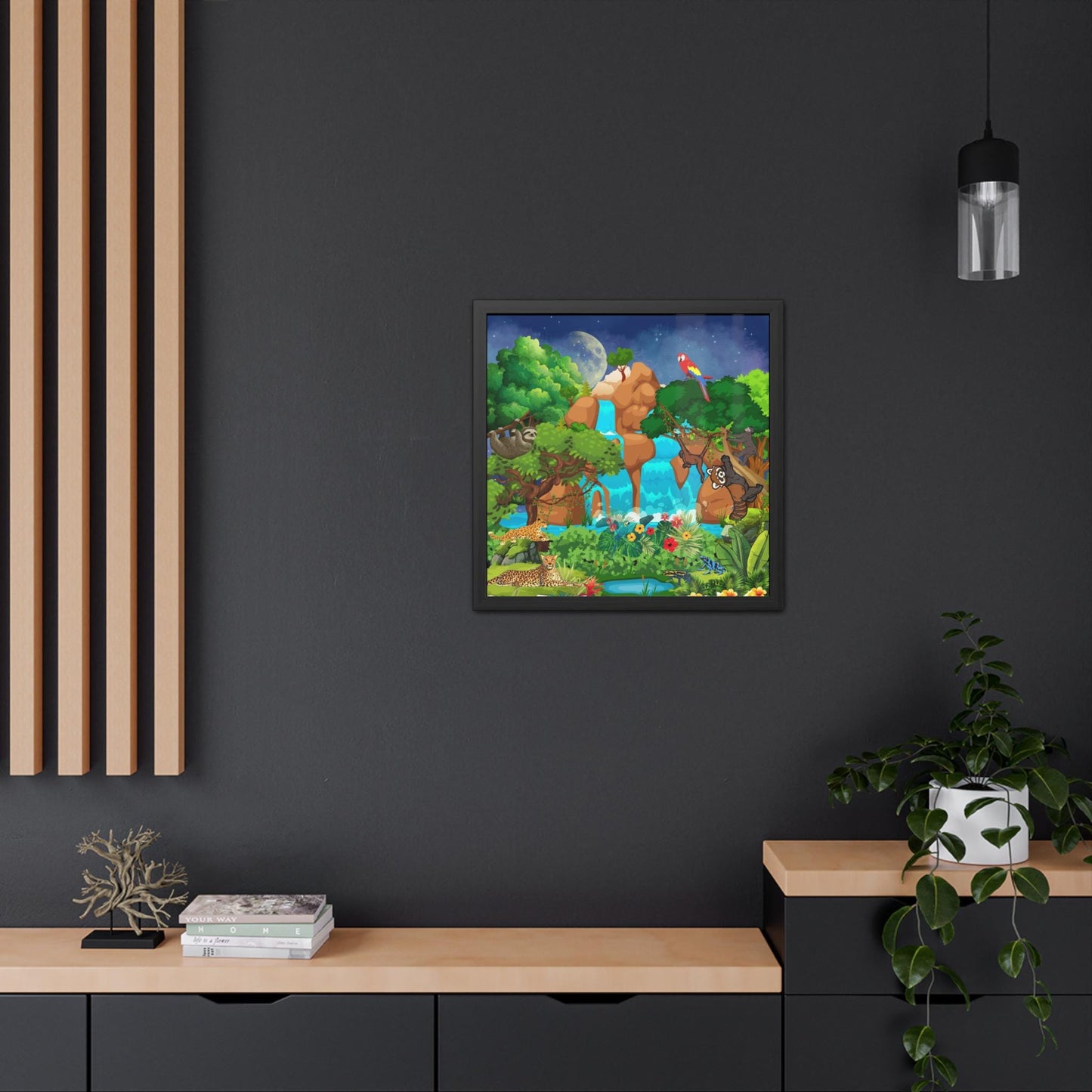 Jungle Animal Framed Posters, Safari Wildlife Wall Art, Kids Room Decor