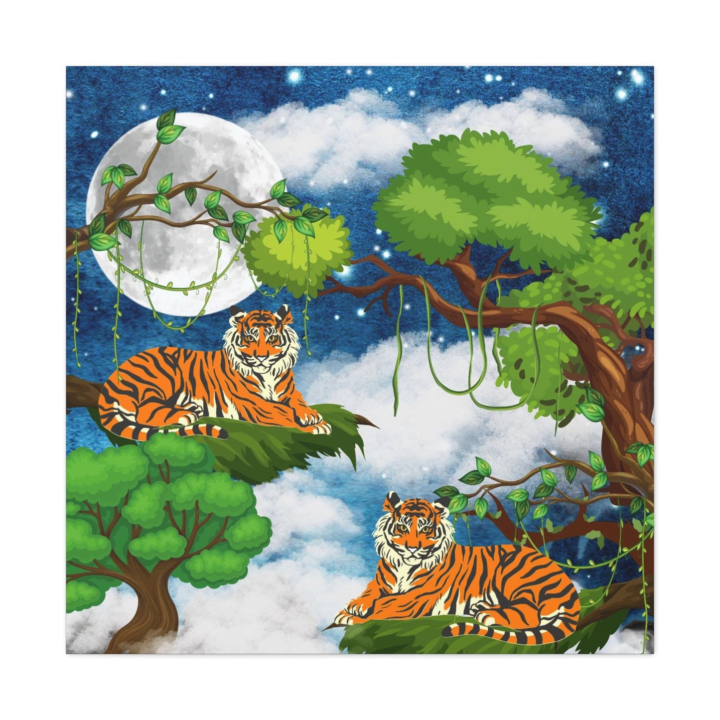 Wild Tiger Nature Wall Art Canvas, Safari Jungle Animal Home Decor Print