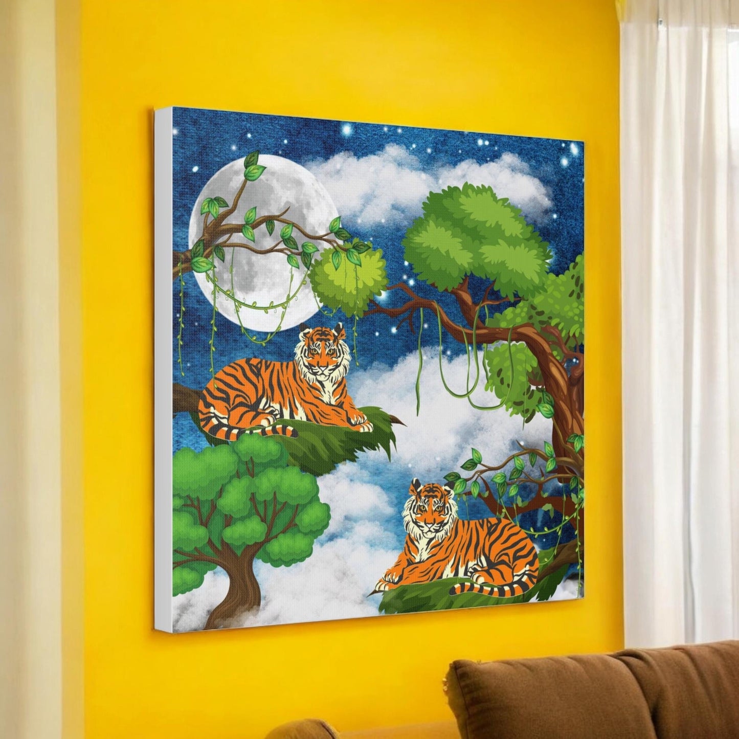 Wild Tiger Nature Wall Art Canvas, Safari Jungle Animal Home Decor Print