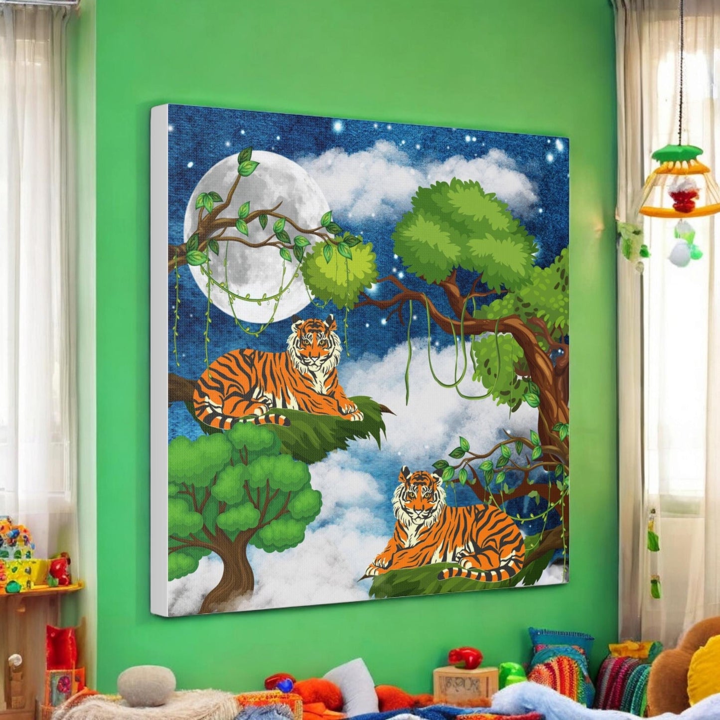 Wild Tiger Nature Wall Art Canvas, Safari Jungle Animal Home Decor Print