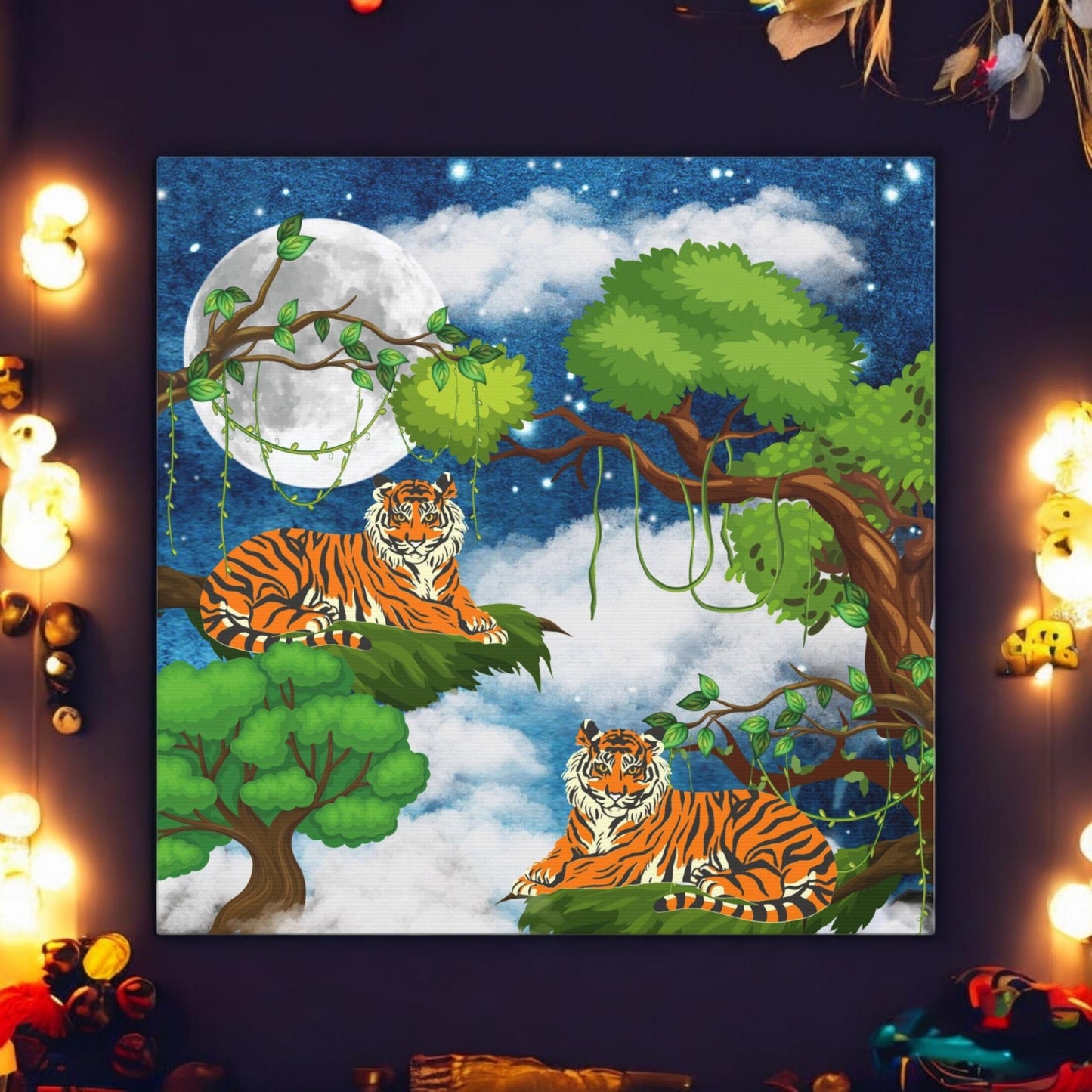 Wild Tiger Nature Wall Art Canvas, Safari Jungle Animal Home Decor Print