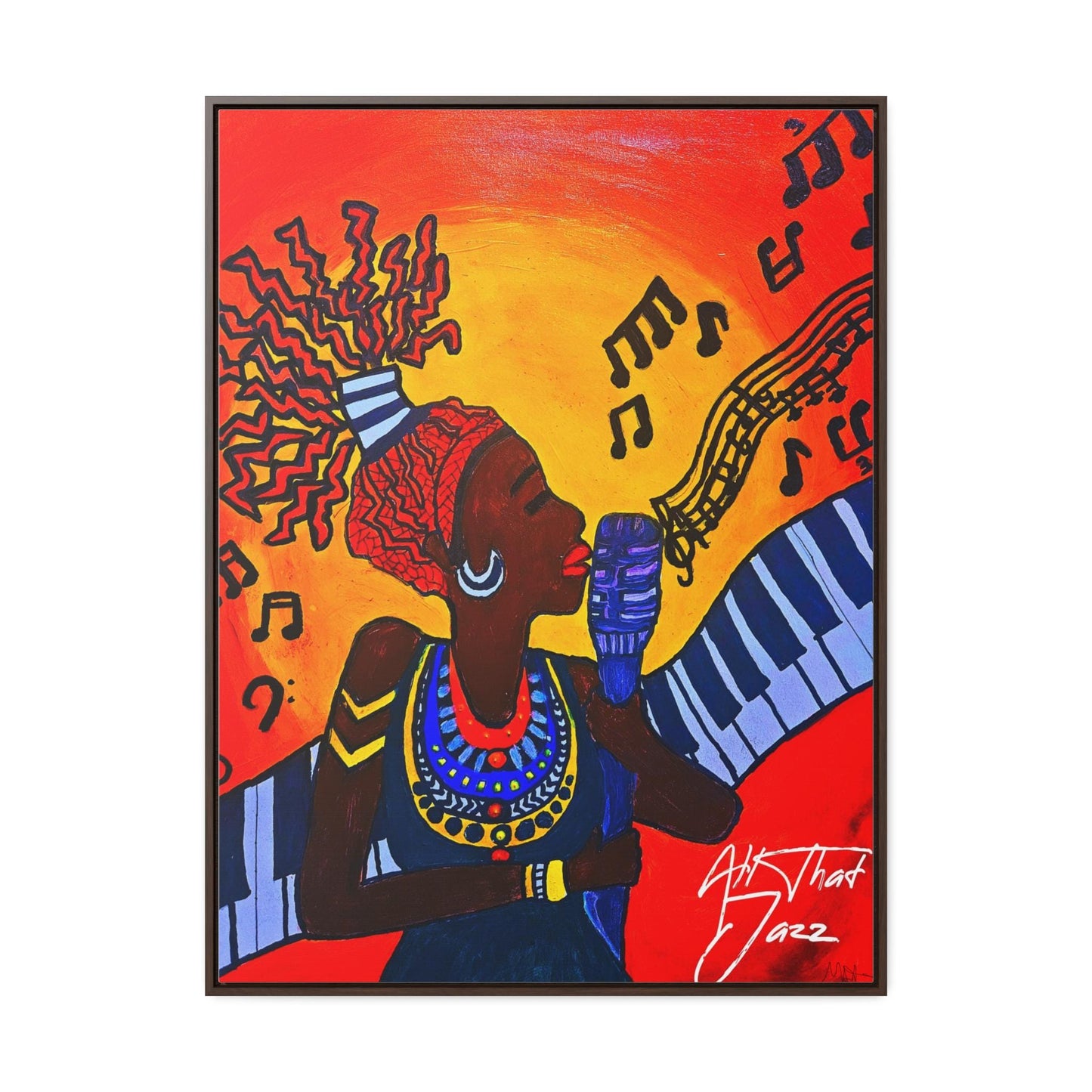 Original Painting, Afro Music Art Gallery Canvas, Jazz Singer Painting Vertical Frame, Black History Decor, Musician Portrait