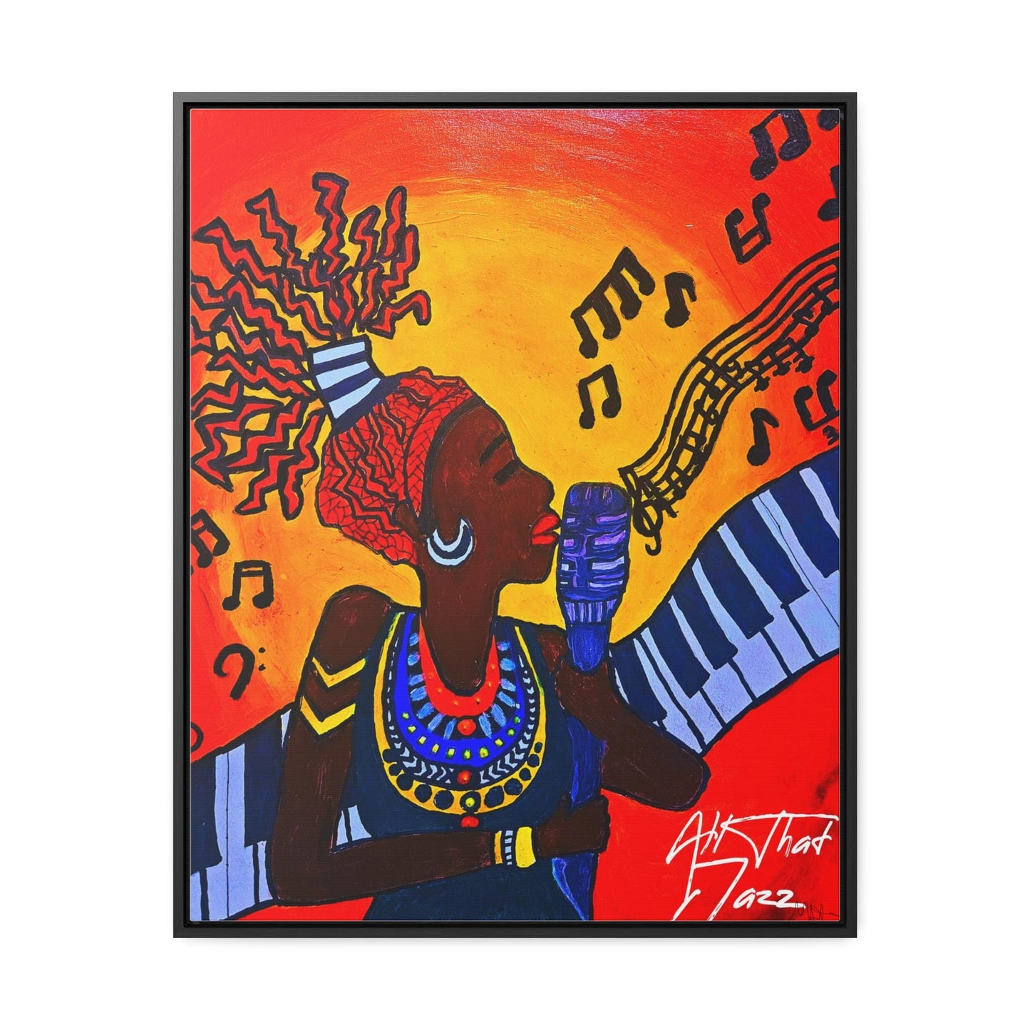 Original Painting, Afro Music Art Gallery Canvas, Jazz Singer Painting Vertical Frame, Black History Decor, Musician Portrait