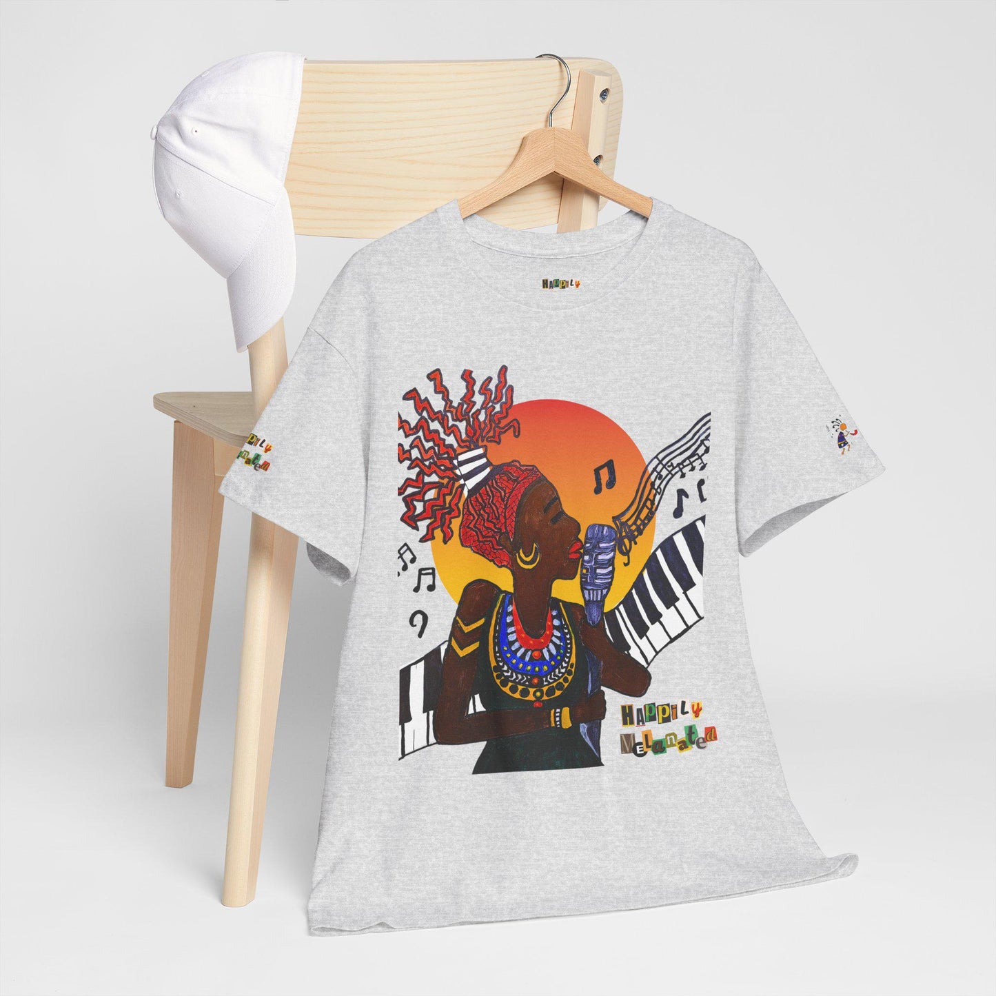 Afro Music Unisex Graphic Tee, Piano Art, Jazz Singer Shirt, Music Lover Gift