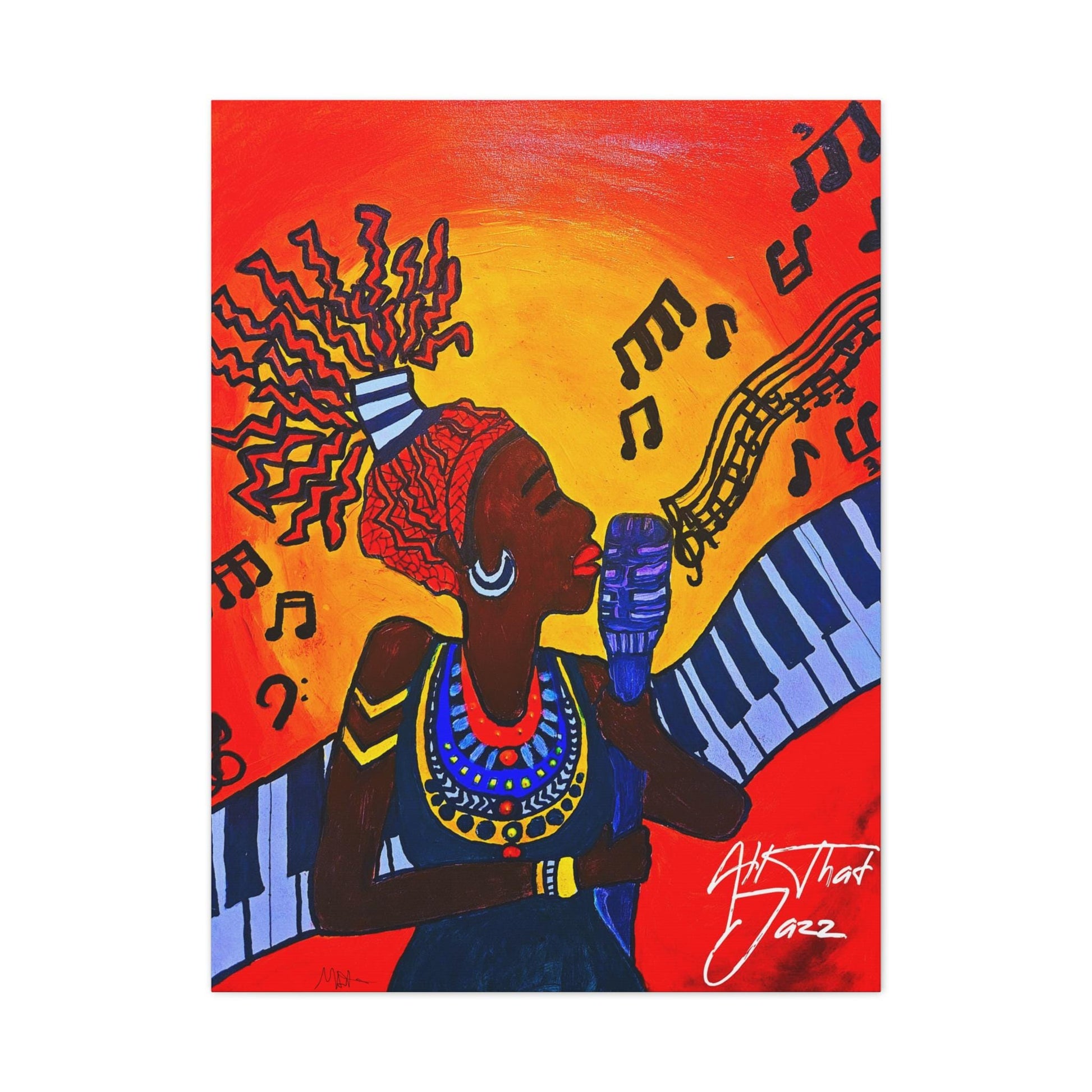 Canvas Art Print, Jazz Singer Music Decor, Jazz Piano Wall Art, Original Artwork, Musician Gift Idea, Home Decor Poster