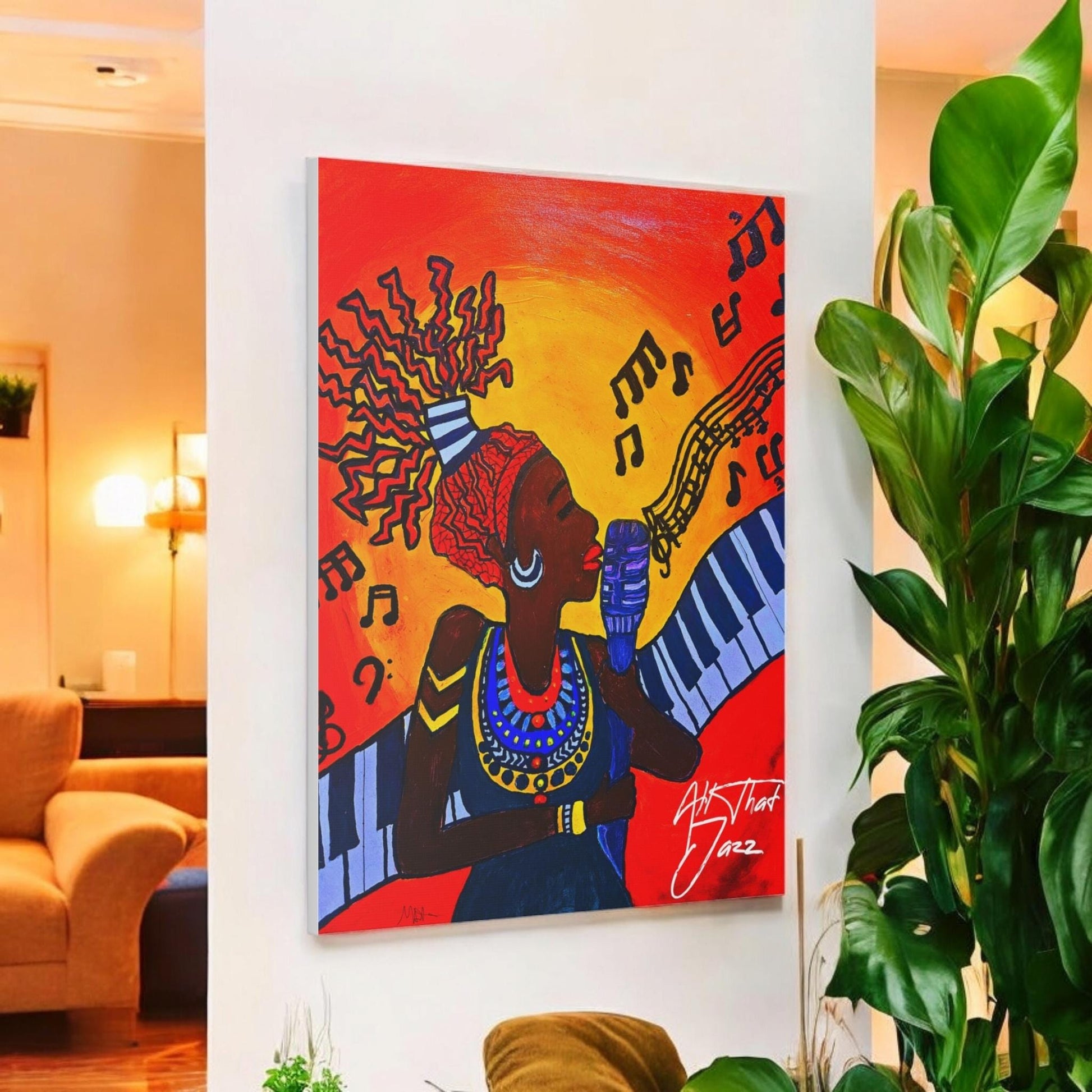 Canvas Art Print, Jazz Singer Music Decor, Jazz Piano Wall Art, Original Artwork, Musician Gift Idea, Home Decor Poster