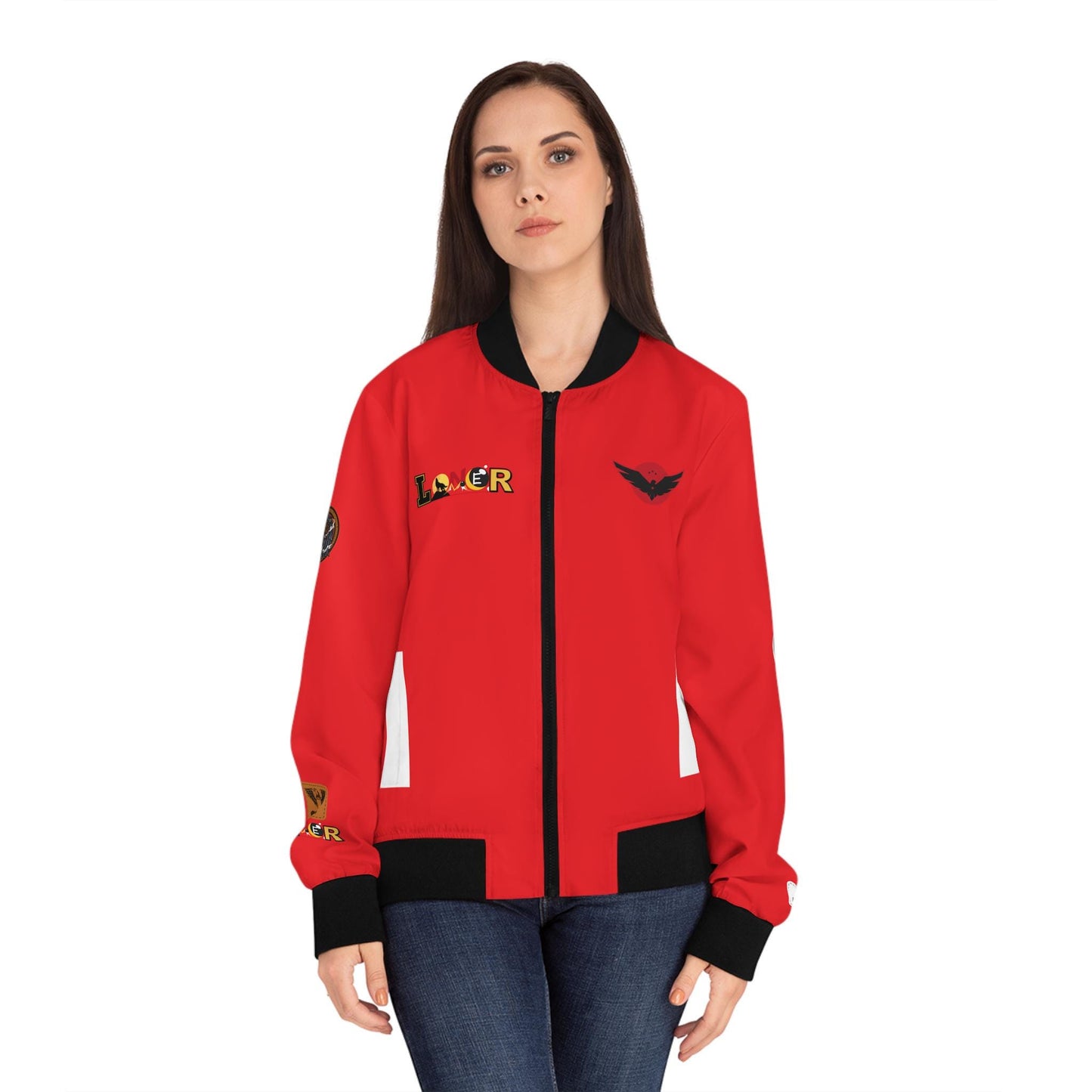 Wolf Themed Women's Bomber Jacket, Illusion Art Graphic Outerwear, Wild Animal Print Coat, Unique Jacket for Her, Statement Clothing