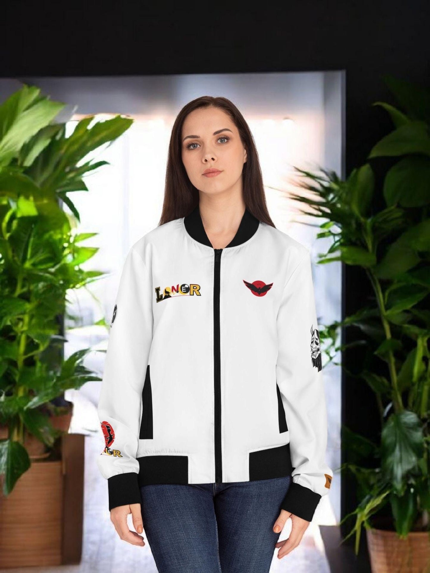 Gothic Bomber Jacket, Graphic Women's Coat, 3D Art Outerwear, Unique Hand Art Jacket, Fashionable Lightweight Jacket