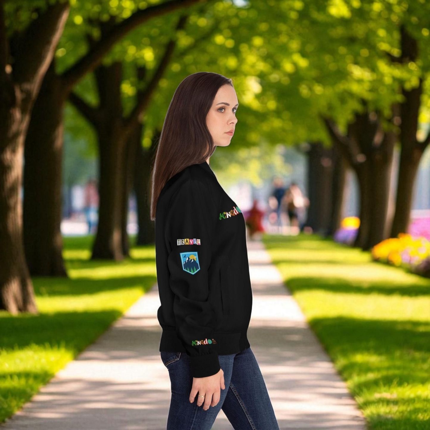 Graphic Women's Bomber Jacket - Travel Enthusiast Vacation Mode Outerwear