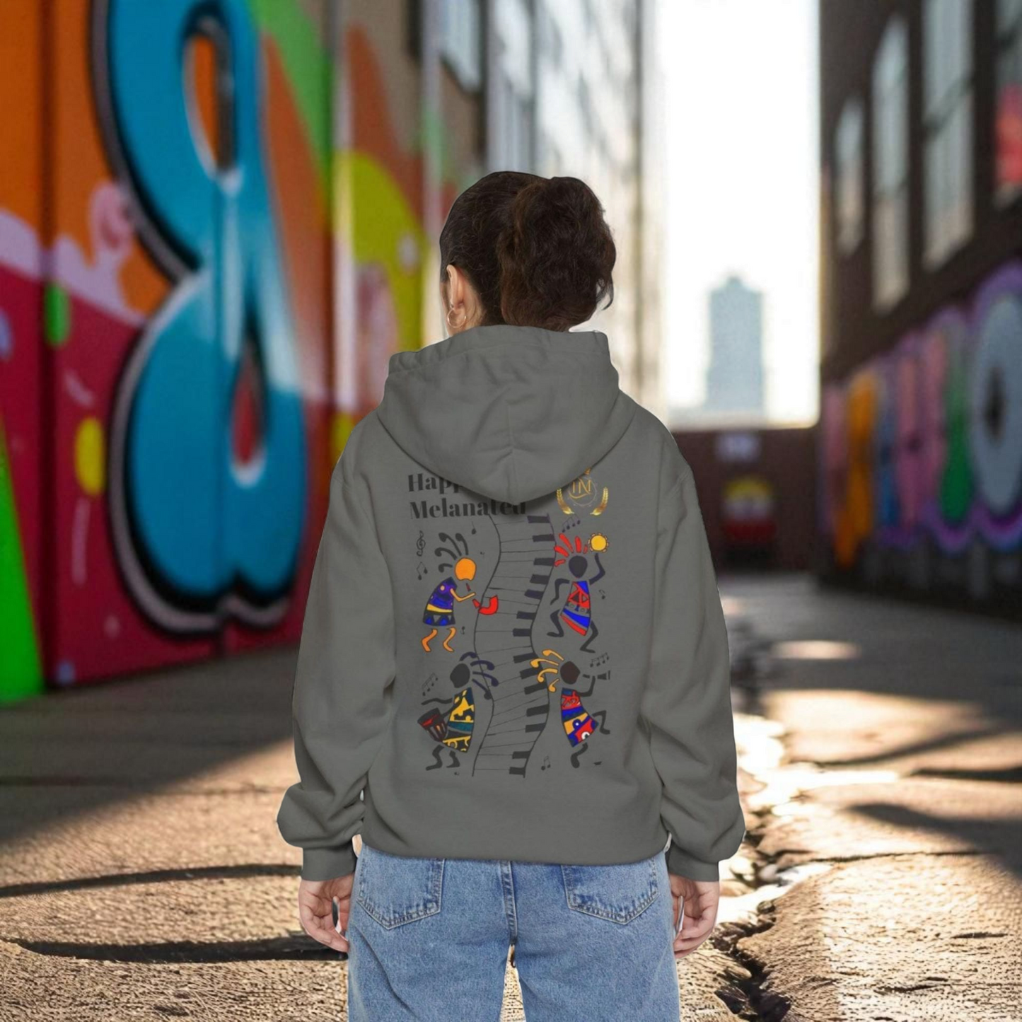 Afro Music Cartoon Unisex Hoodie, Hand Drawn Graphic Sweatshirt, Music Lover Gift