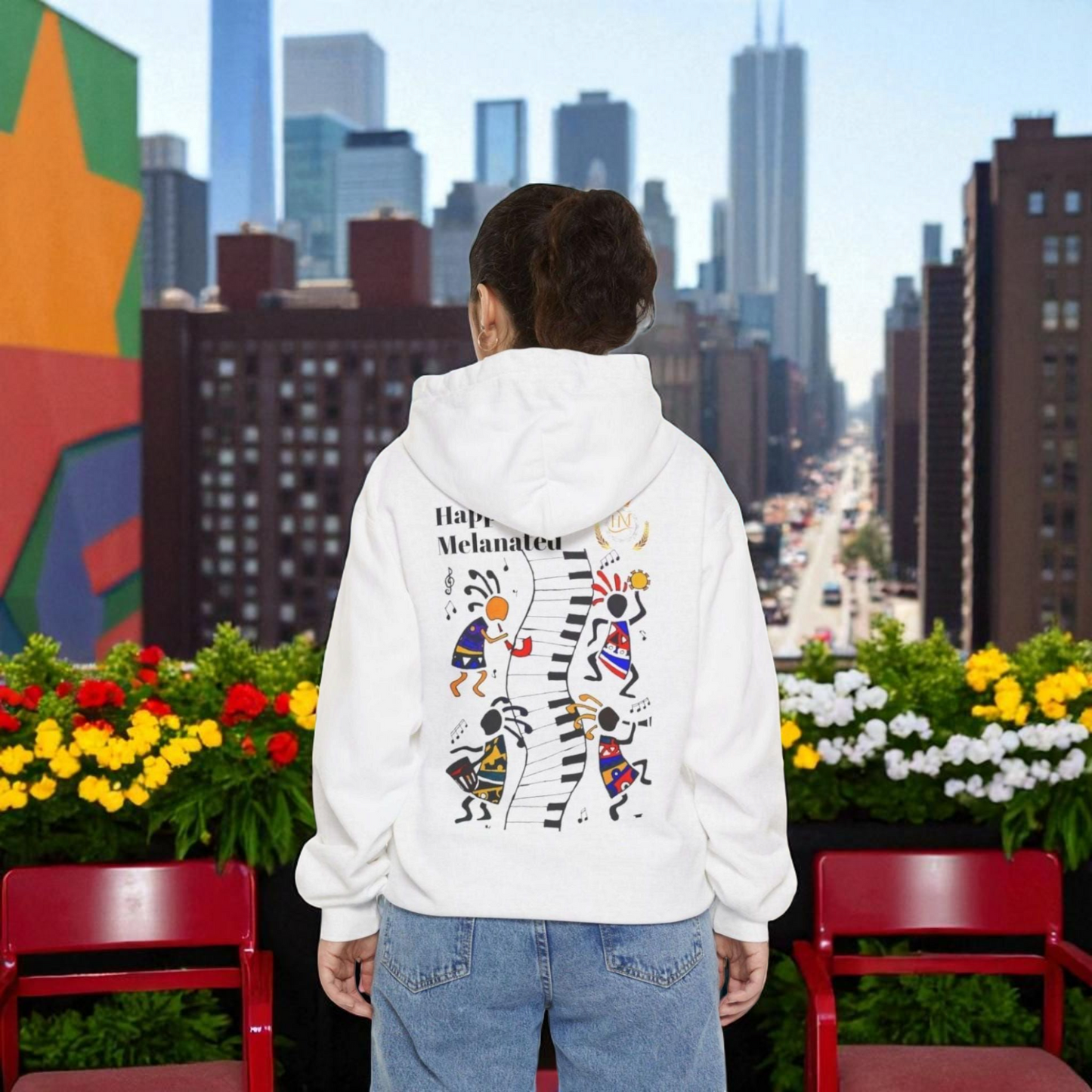 Afro Music Cartoon Unisex Hoodie, Hand Drawn Graphic Sweatshirt, Music Lover Gift