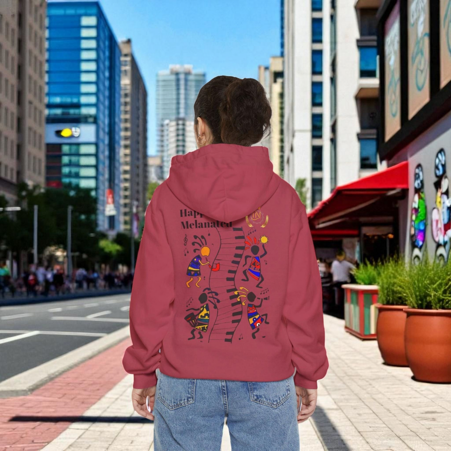 Afro Music Cartoon Unisex Hoodie, Hand Drawn Graphic Sweatshirt, Music Lover Gift