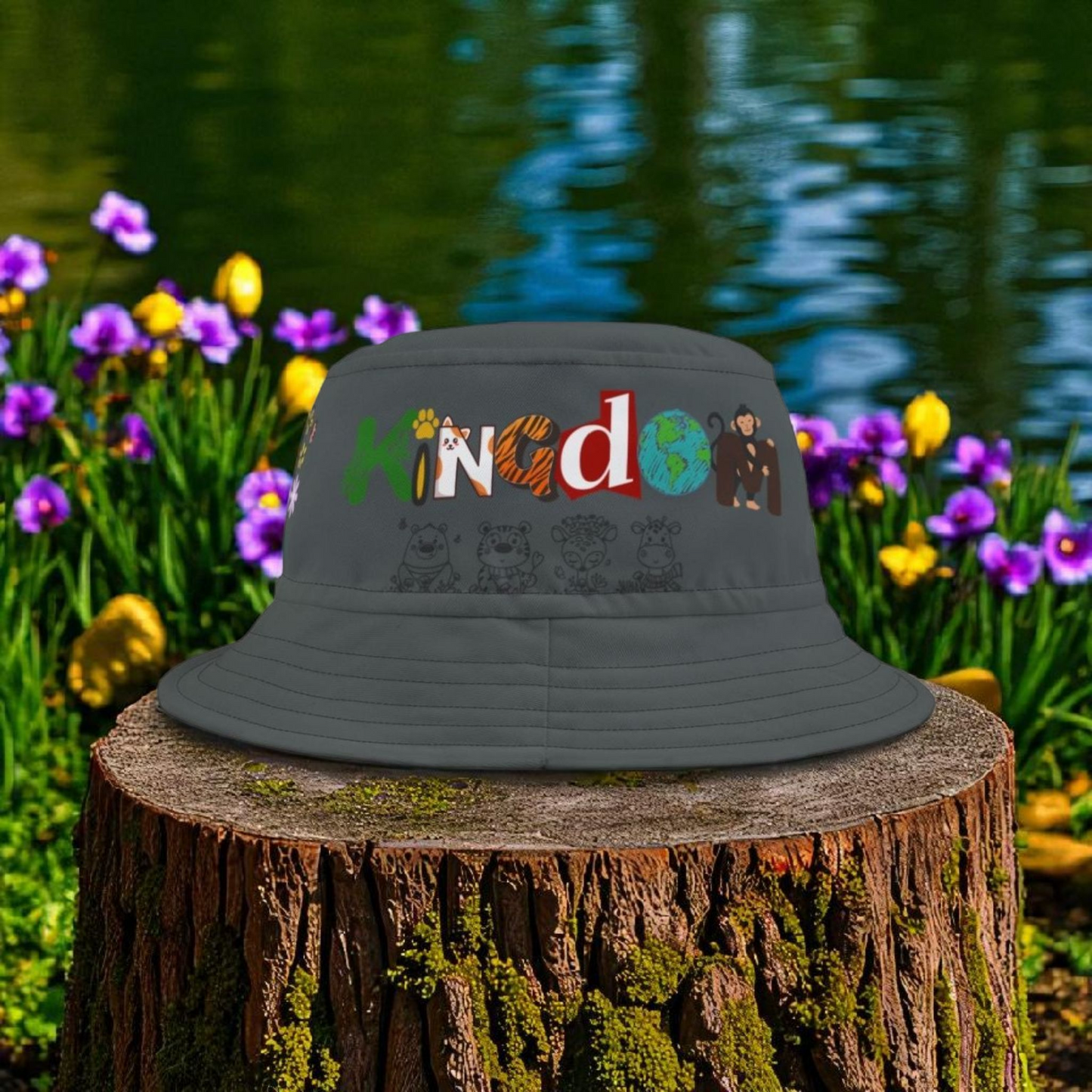 Butterfly Floral Bucket Hat, Wild Life Themed Graphic Unisex Cap, Botanical Print