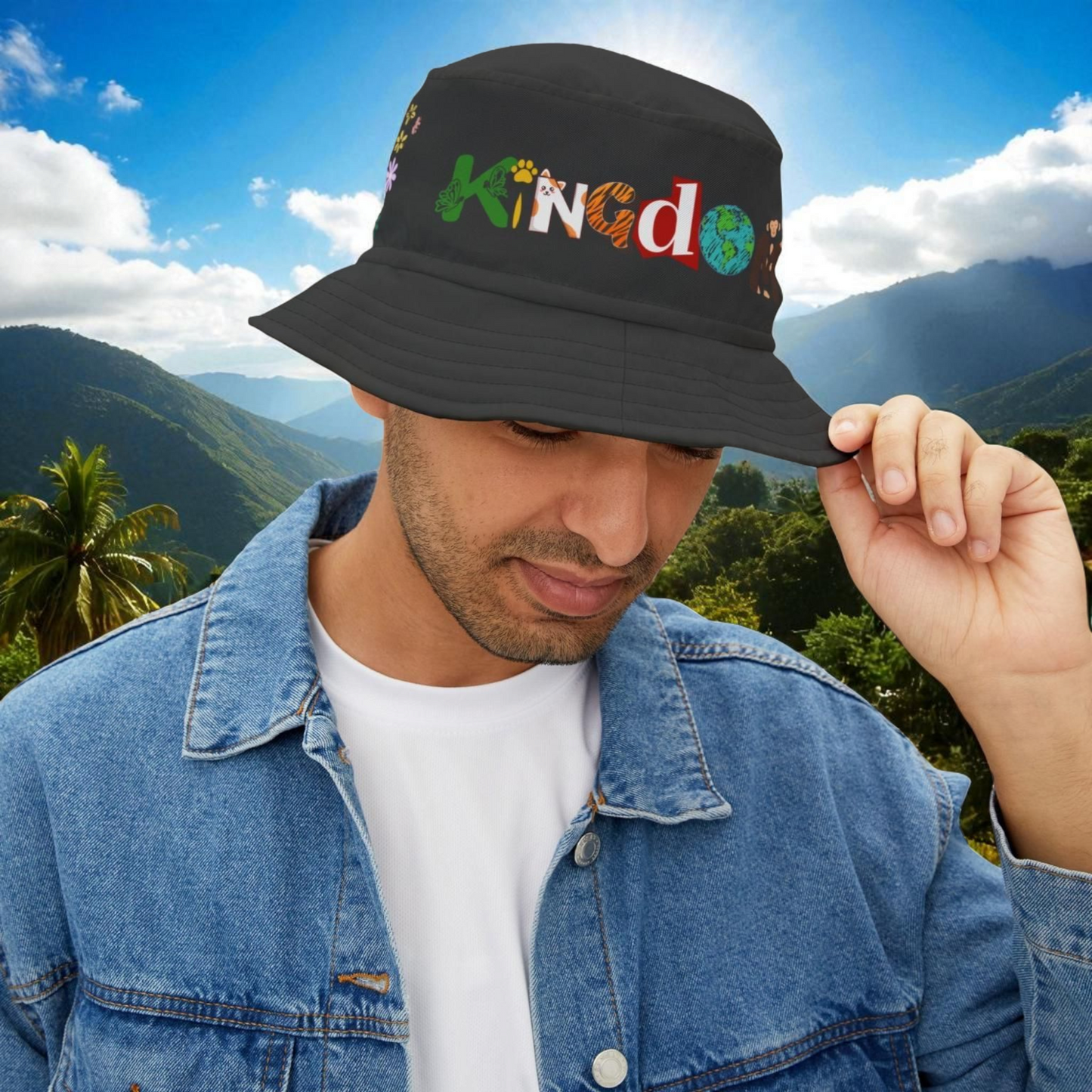 Butterfly Floral Bucket Hat, Wild Life Themed Graphic Unisex Cap, Botanical Print