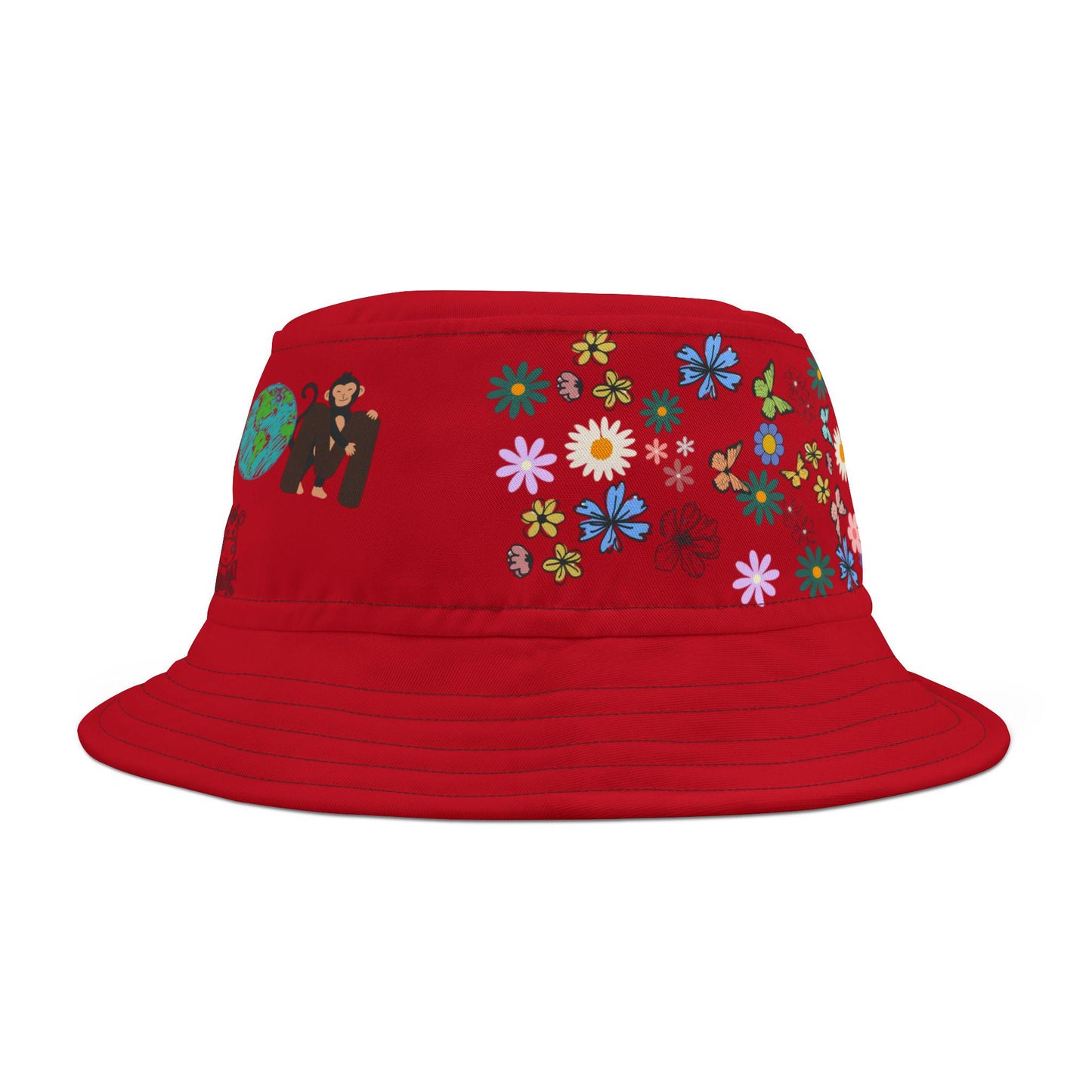 Butterfly Floral Bucket Hat, Wild Life Themed Graphic Unisex Cap, Botanical Print Headwear, Nature Lover Gift, Spring Summer Accessories