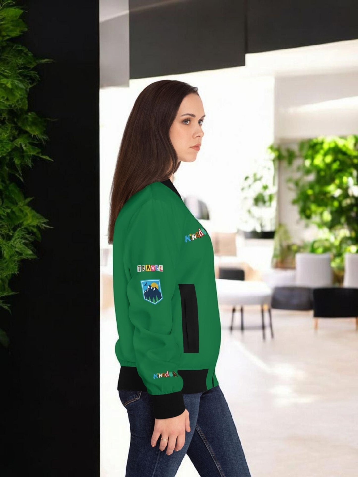 Graphic Women's Bomber Jacket - Travel Enthusiast Vacation Mode Outerwear