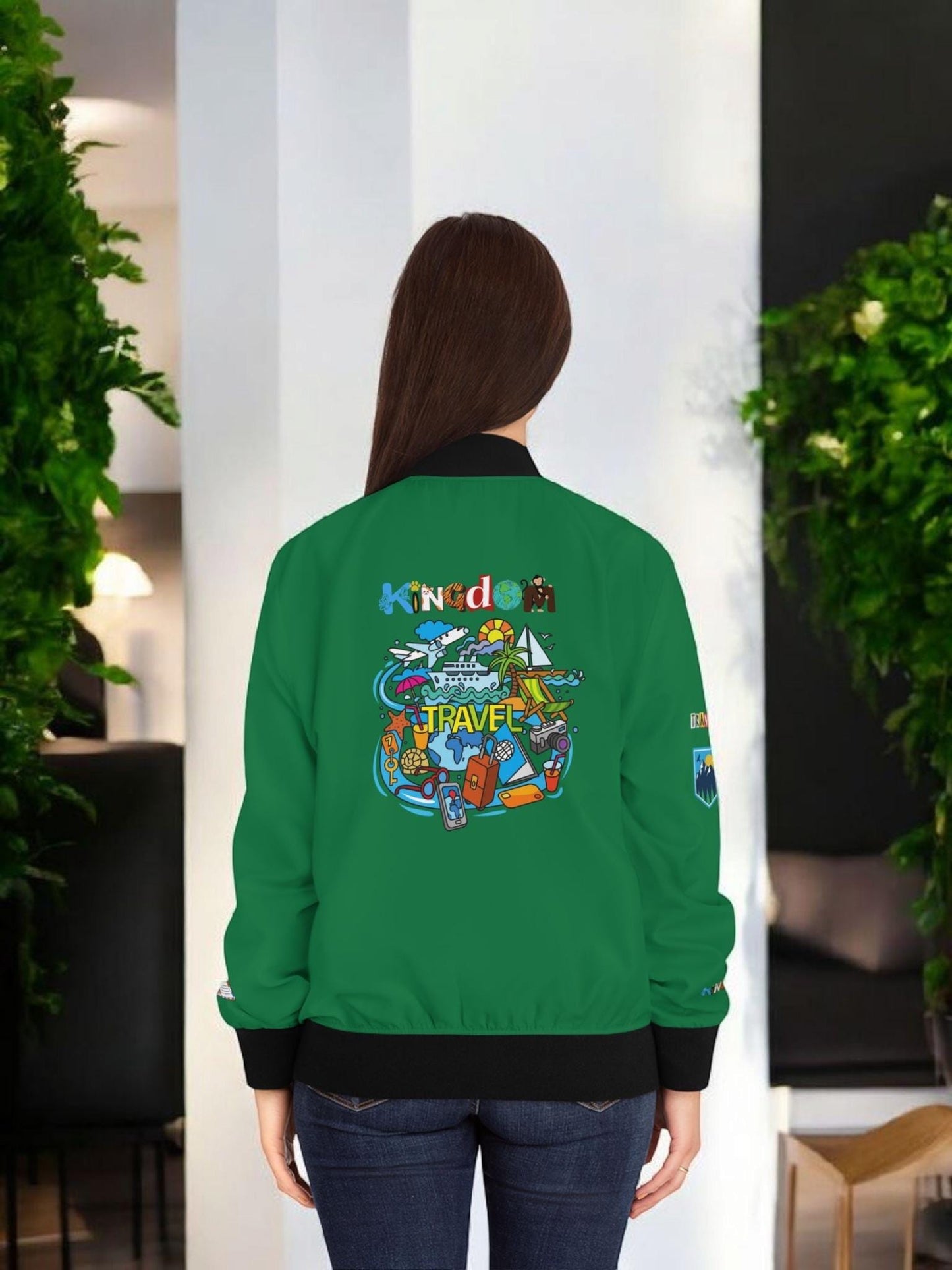 Graphic Women's Bomber Jacket - Travel Enthusiast Vacation Mode Outerwear