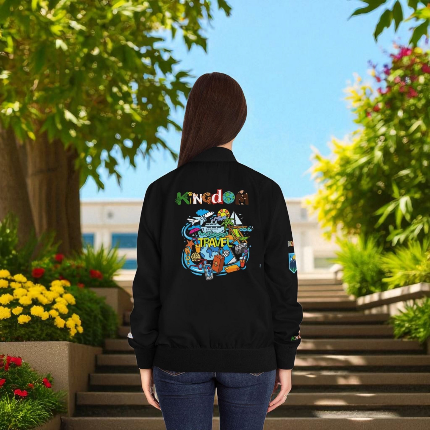 Graphic Women's Bomber Jacket - Travel Enthusiast Vacation Mode Outerwear
